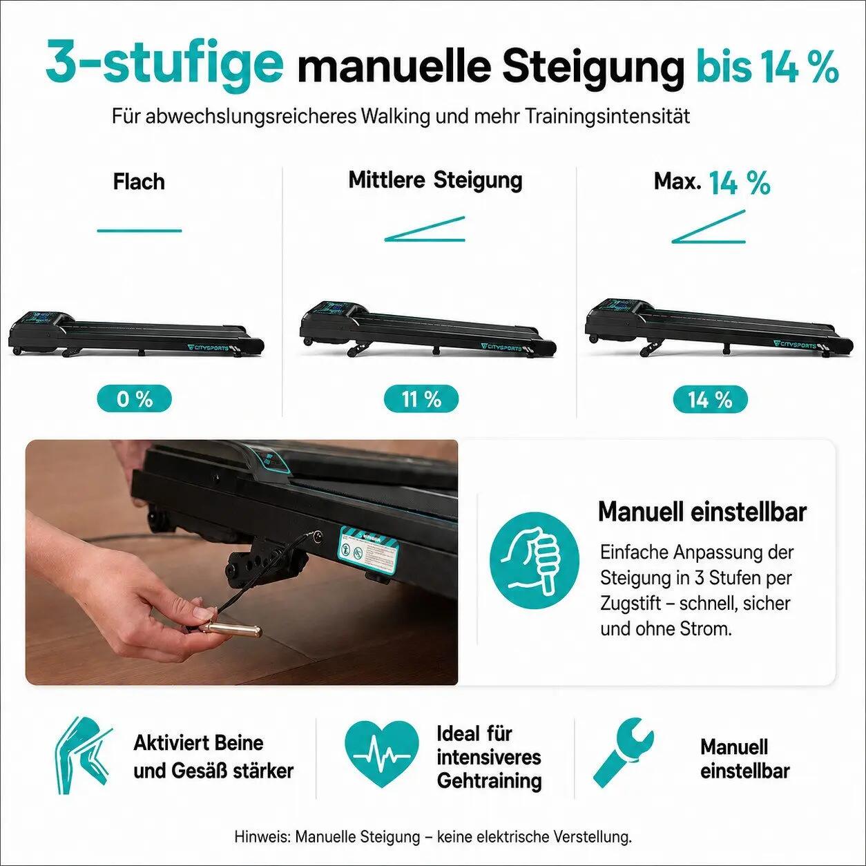 Bežecký pás na chôdzu, sklon až do 14 % – 3 polohy, 6,0 km/h, Bluetooth 5/6