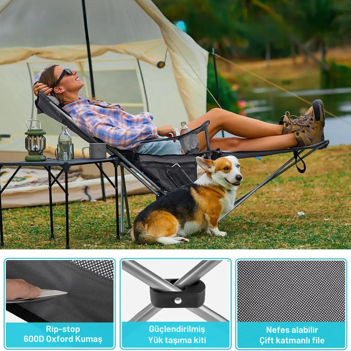 KingCamp WILLOW AeroComfort Lounge 4 Pozisyonlu Yatabilen Kamp Sandalyesi 7/7