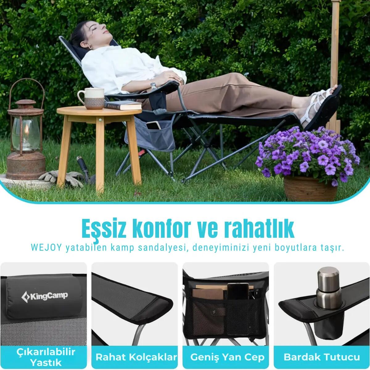 KingCamp WILLOW AeroComfort Lounge 4 Pozisyonlu Yatabilen Kamp Sandalyesi 5/7
