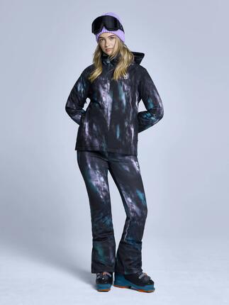 Dames waterdichte ski-jas Neva 2L zwart multicolor