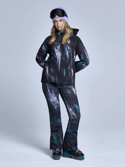 Dames waterdichte ski-jas Neva 2L zwart multicolor