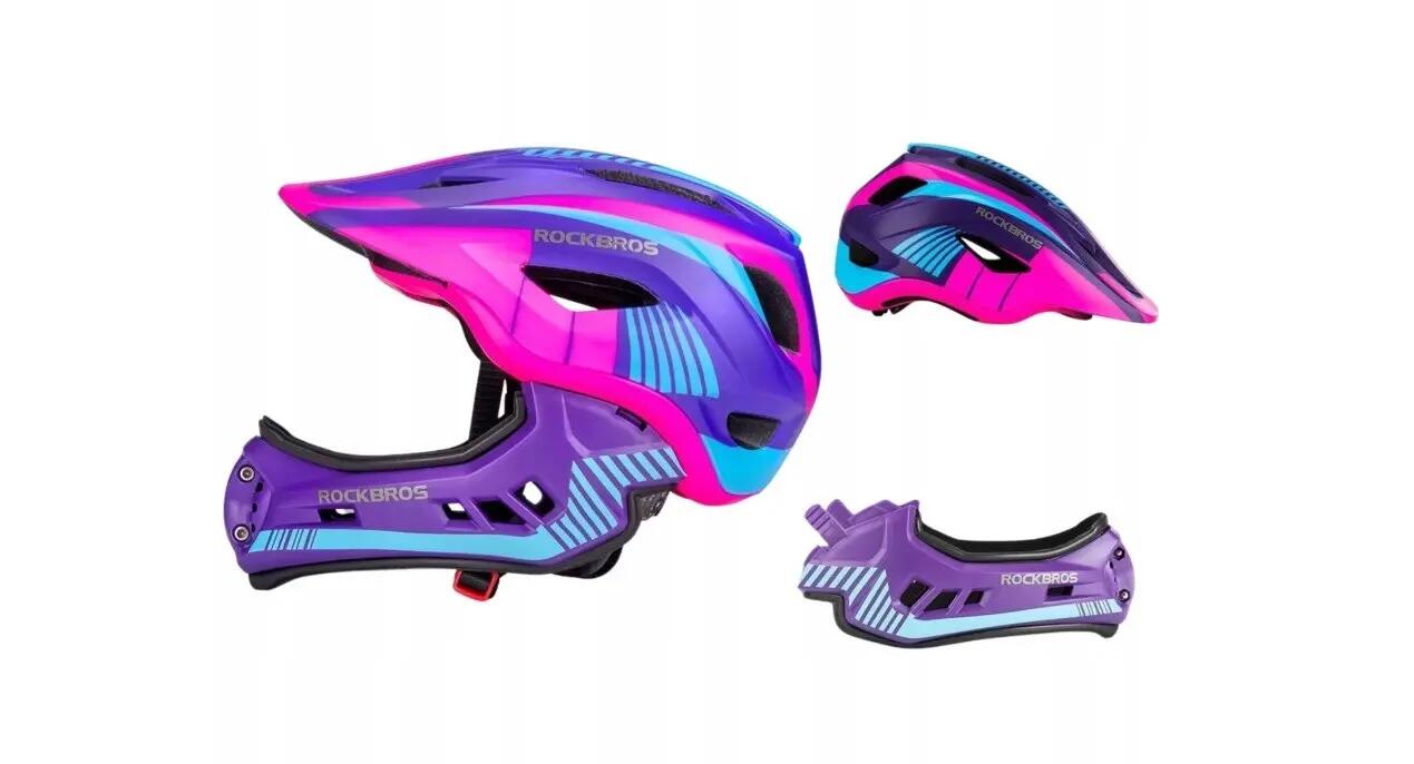Kask sportowy dziecięcy Rockbros TT-32SBPP z odpinaną szczęką 3/7