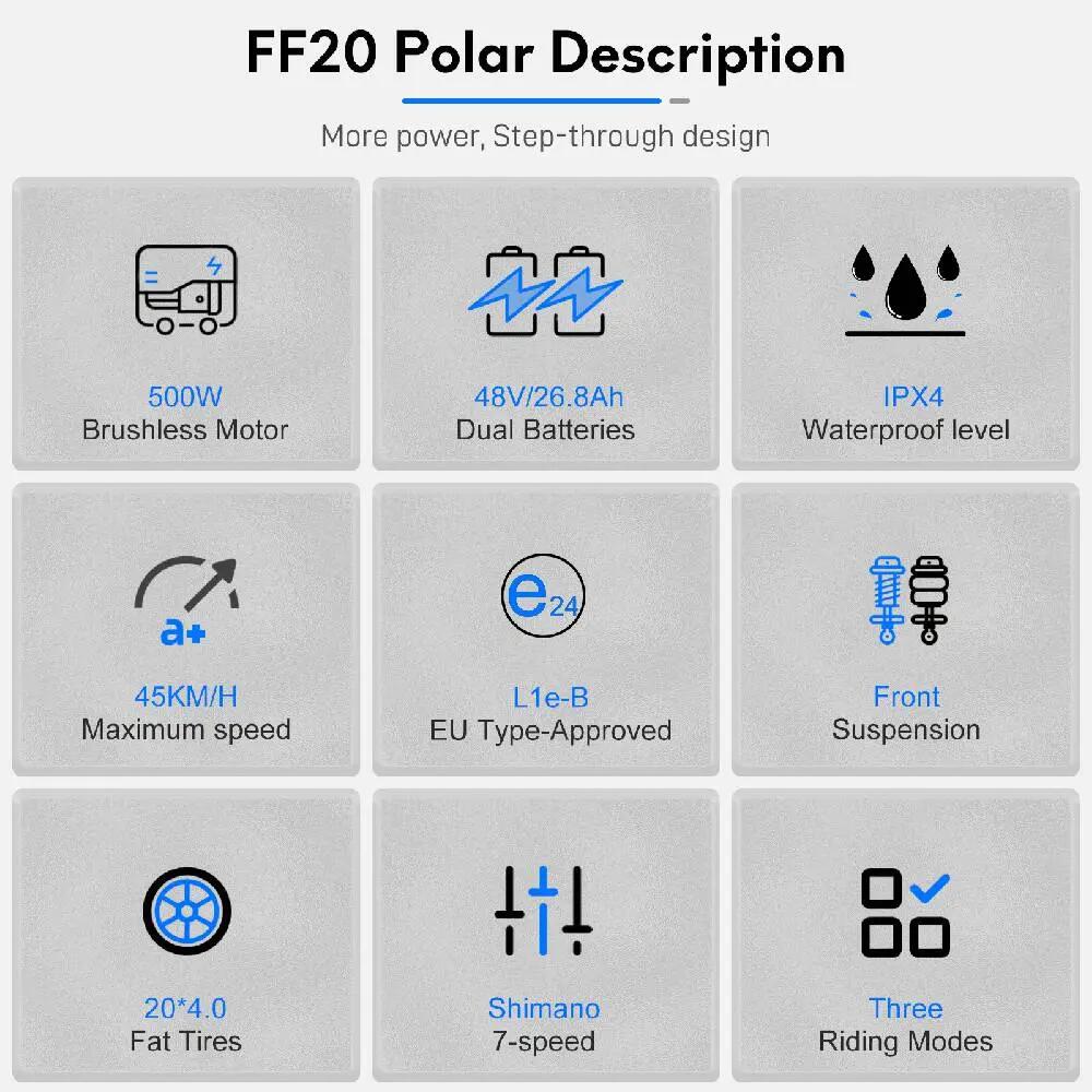 Elektrický bicykel Fafrees FF20 Polar, motor 500 W, 48 V, 26,8 Ah, skladací 9/15