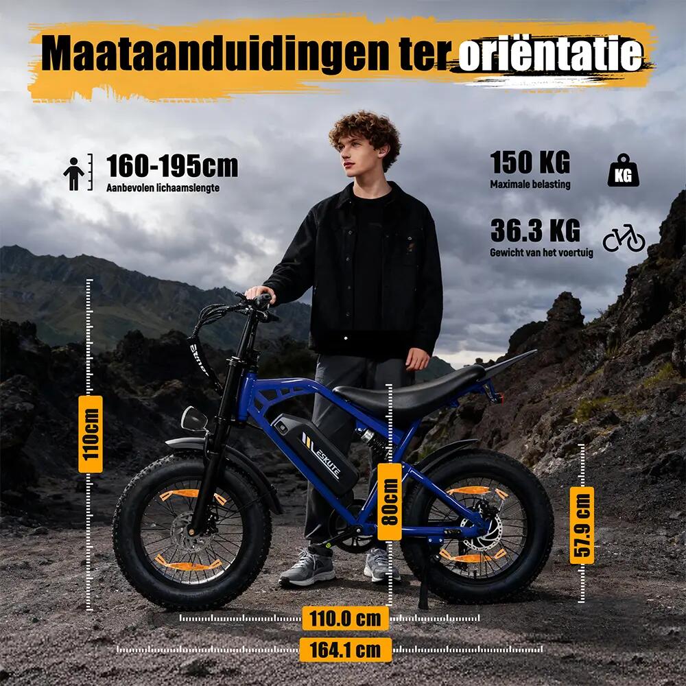 Elektrický bicykel Eskute V202 20" 250W motor 48V 20,8Ah 7 rýchlostí 2/9