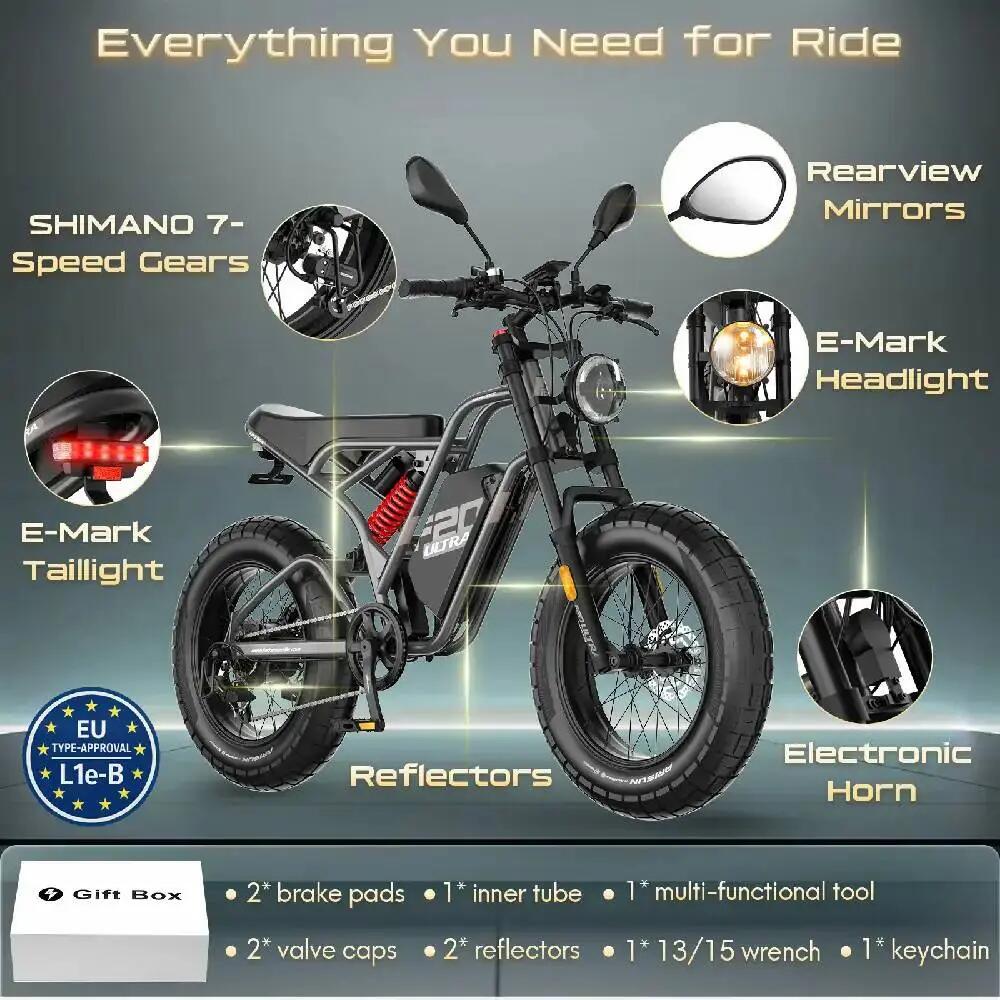 Elektrický bicykel Fafrees F20 Ultra, motor 750 W, 48 V, 25 Ah, 7 rýchlostí 7/15