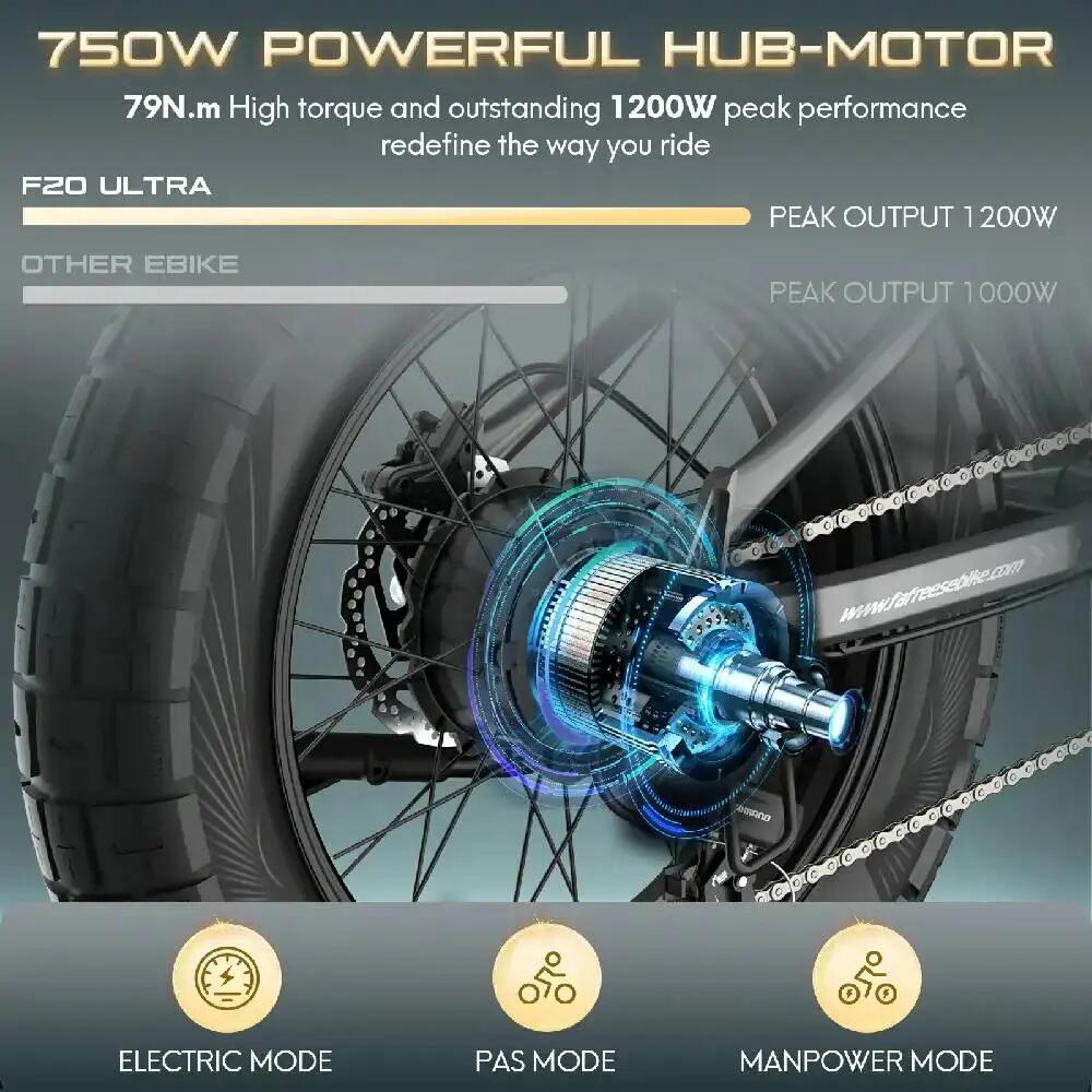 Elektrický bicykel Fafrees F20 Ultra, motor 750 W, 48 V, 25 Ah, 7 rýchlostí 11/15