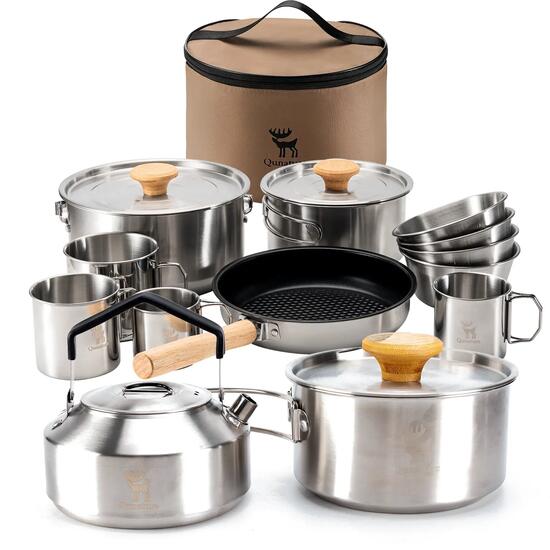 Qunature Camping Kochgeschirr und Geschirr Set 2-4 Personen