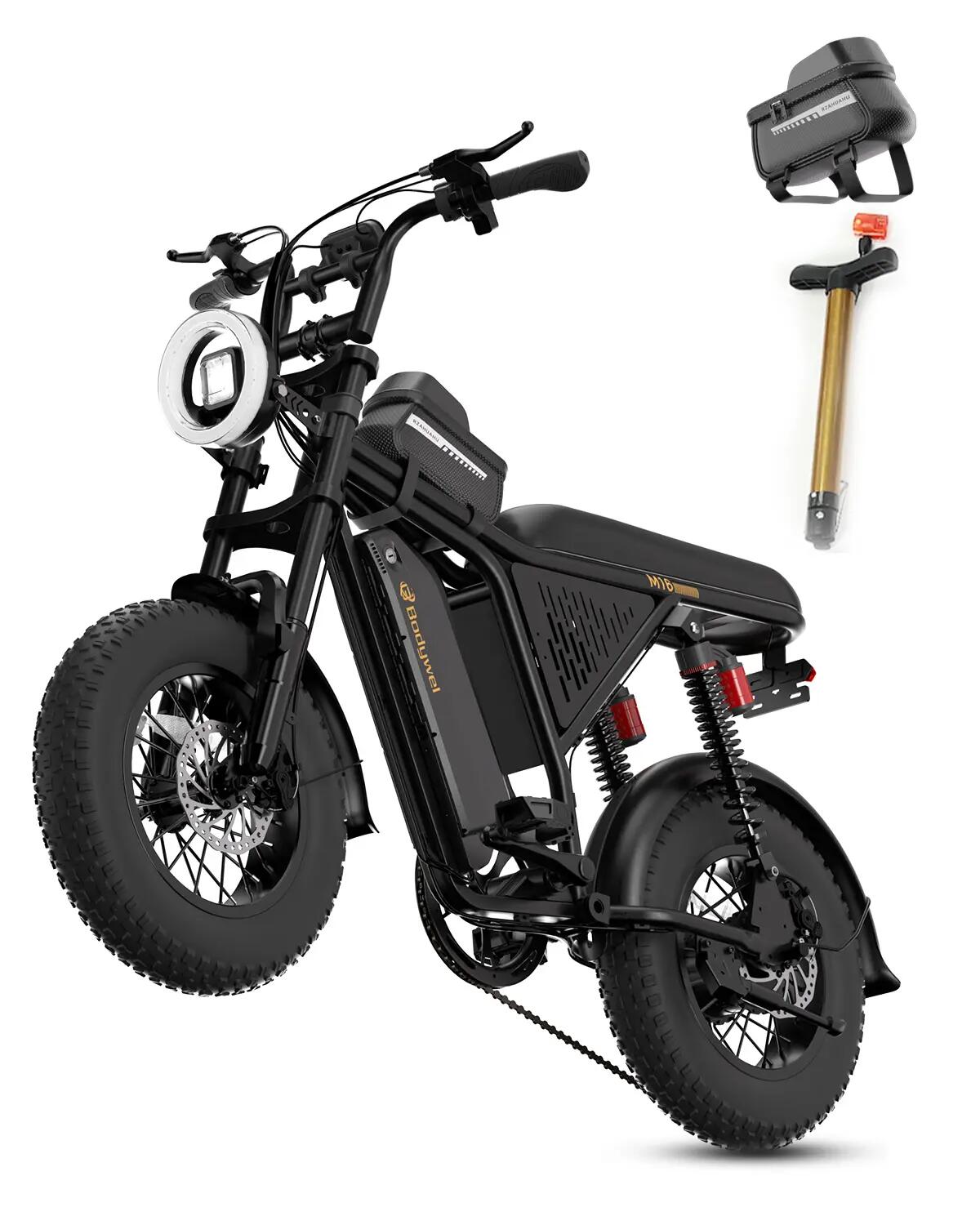 Bodywel M16PRO Retro elektrický bicykel 16palcov široké pneumatiky 250W 48V 15Ah 4/5