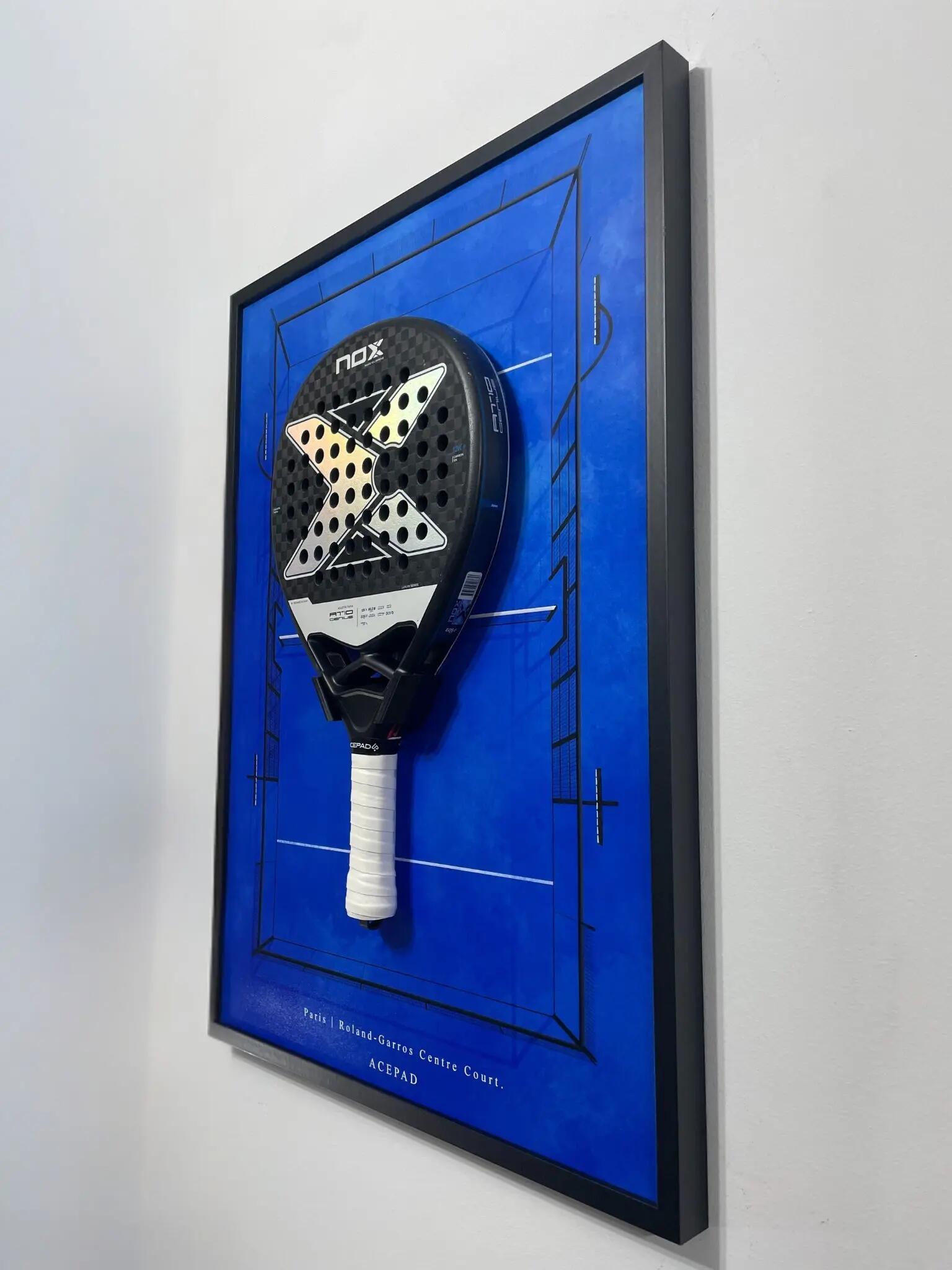 Nástenný padelový obraz s držiakom na raketu, 50 x 70 cm, klasická modrá 3/3