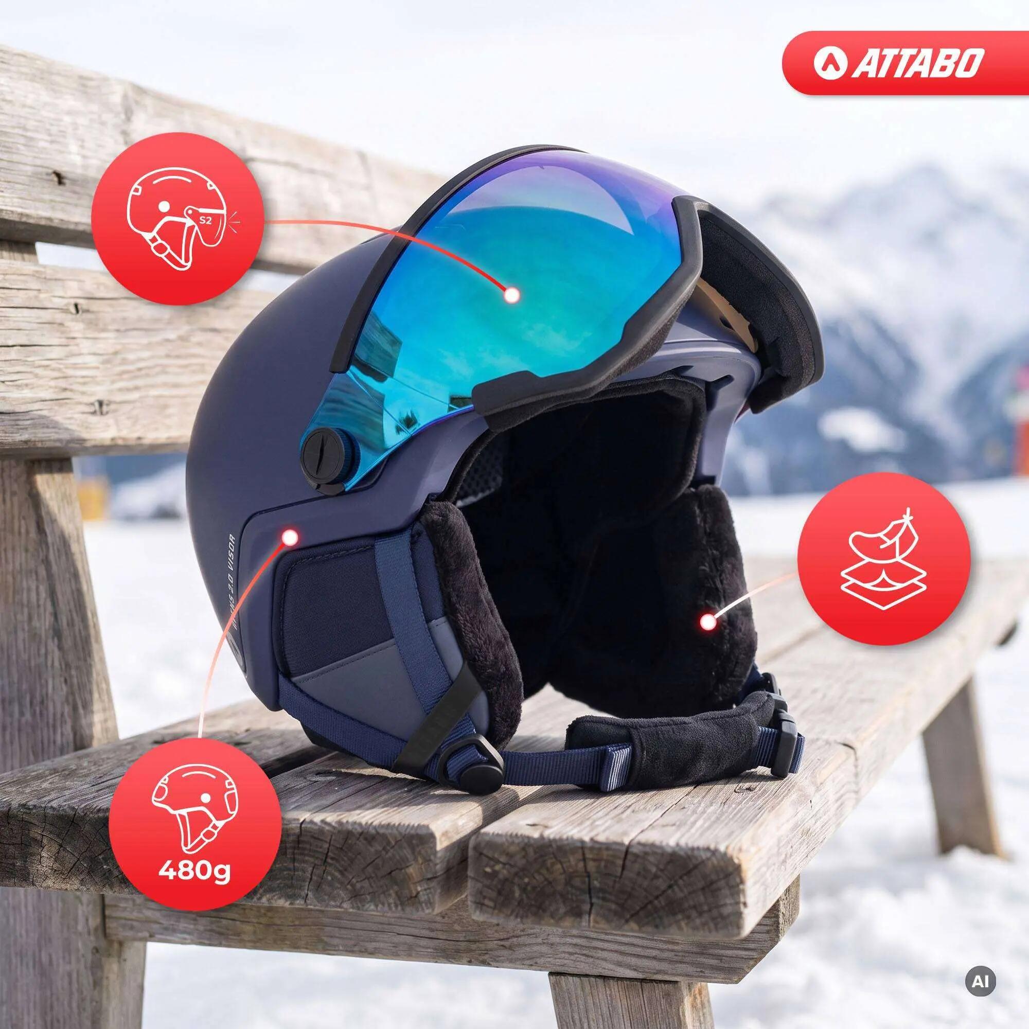 Dětská lyžařská helma se štítem ATTABO Avens 2.0 Jr Visor 3/7