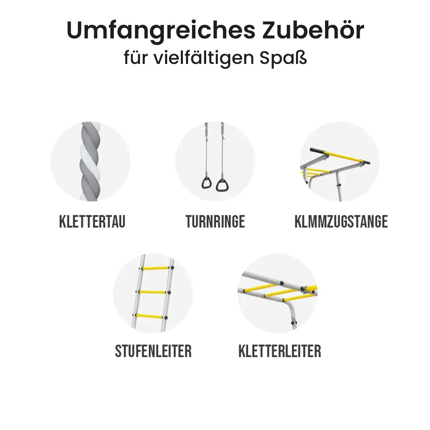 Outdoor-Klettergerüst - erweiterbar - GardenMaxx G3 - grau-gelb 8/9