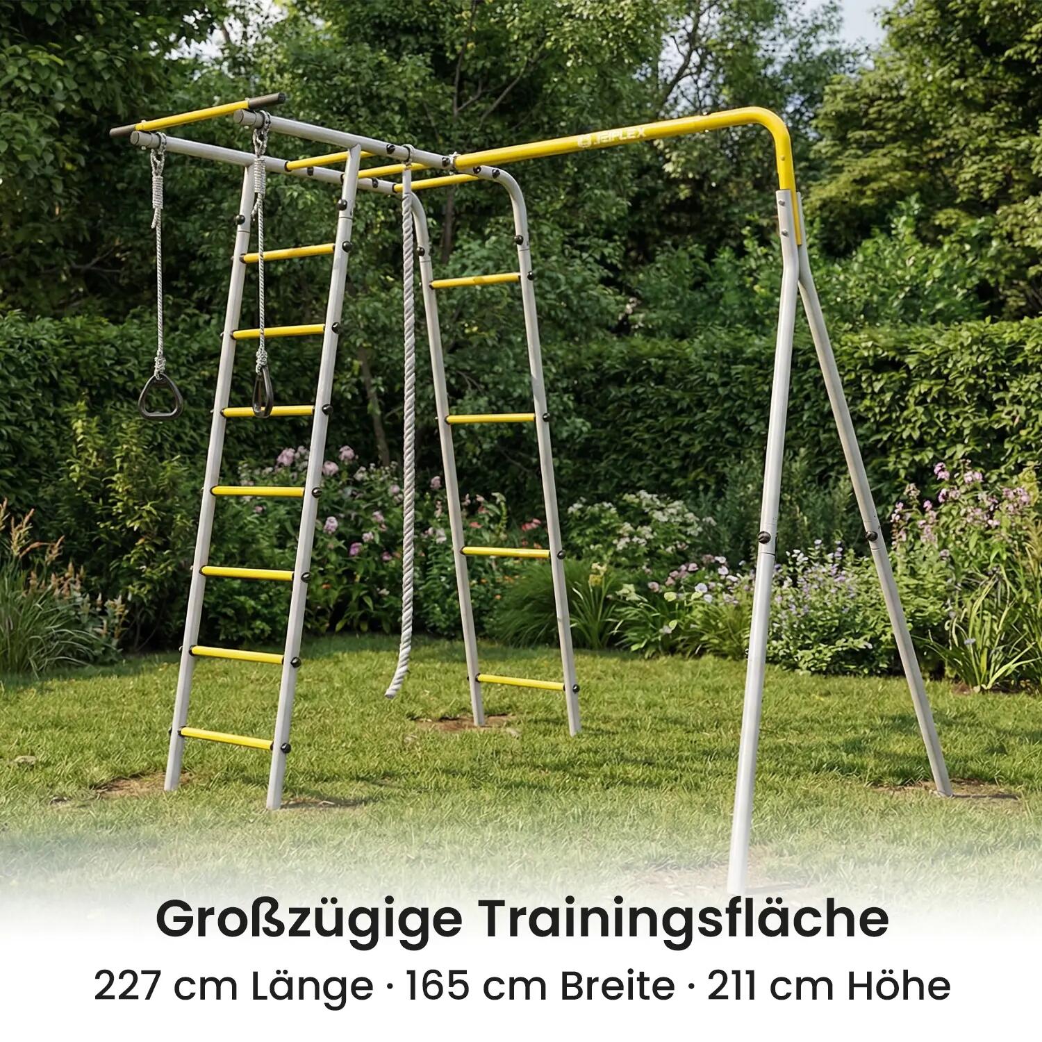 Outdoor-Klettergerüst - erweiterbar - GardenMaxx G3 - grau-gelb 7/9