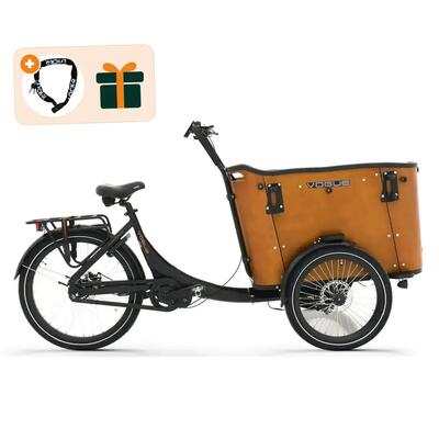 Superior 3 deluxe - elektrische bakfiets - 250w - 4 kinderen - mat zwart/bruin