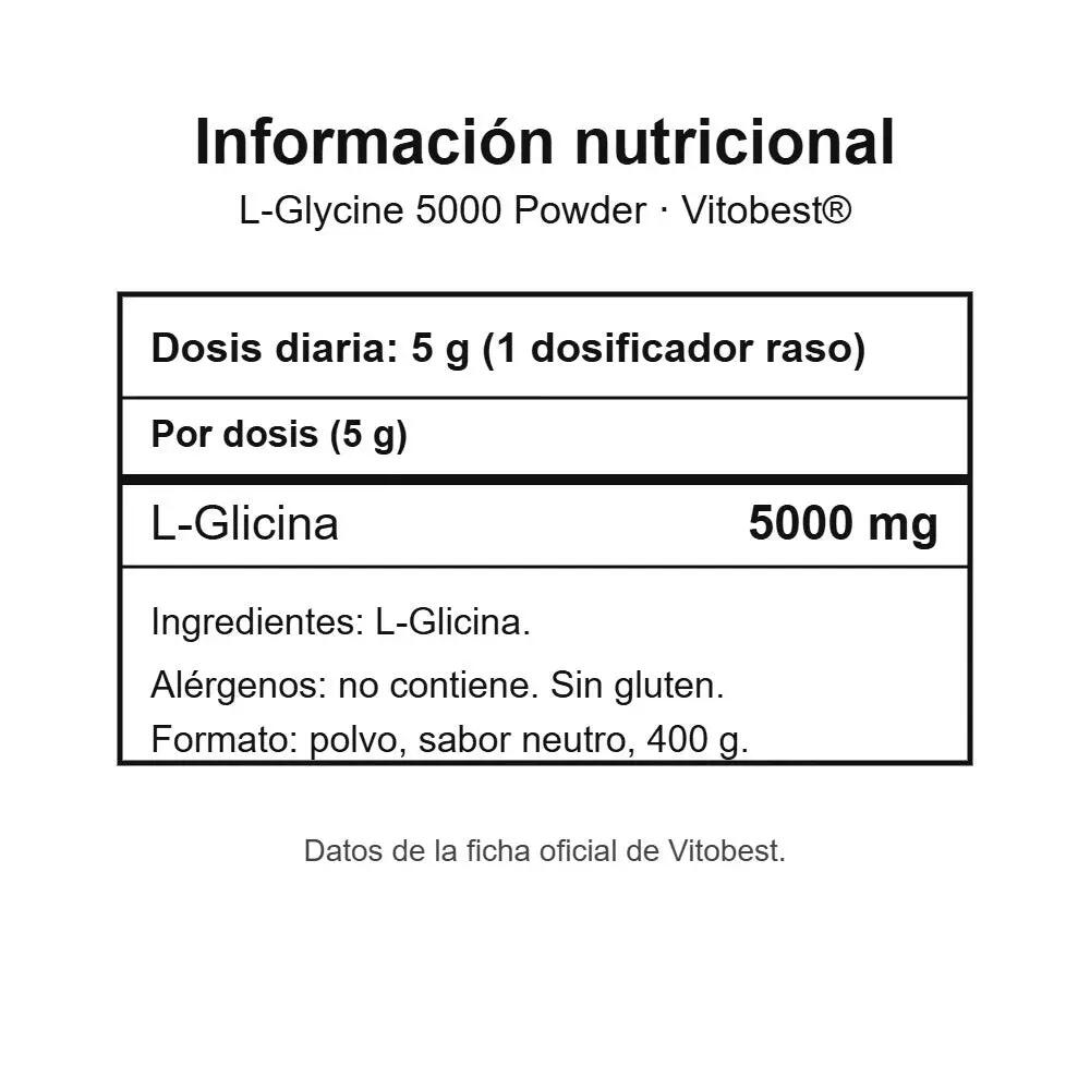 L-Glycine 5000 (Glicina) - 400g Neutro - VitoBest 2/4