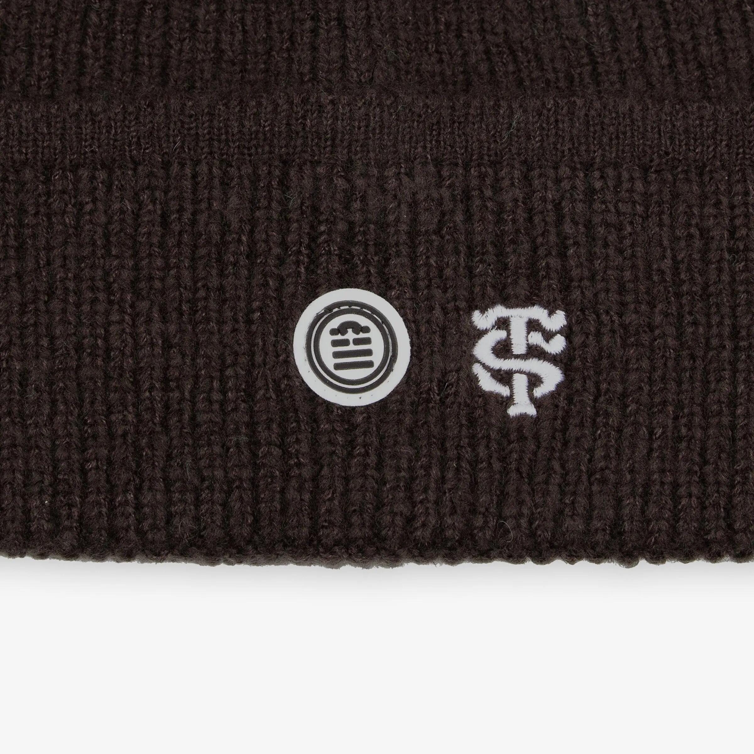 Gorro de malha castanho com aba do Stade Toulousain 3/4