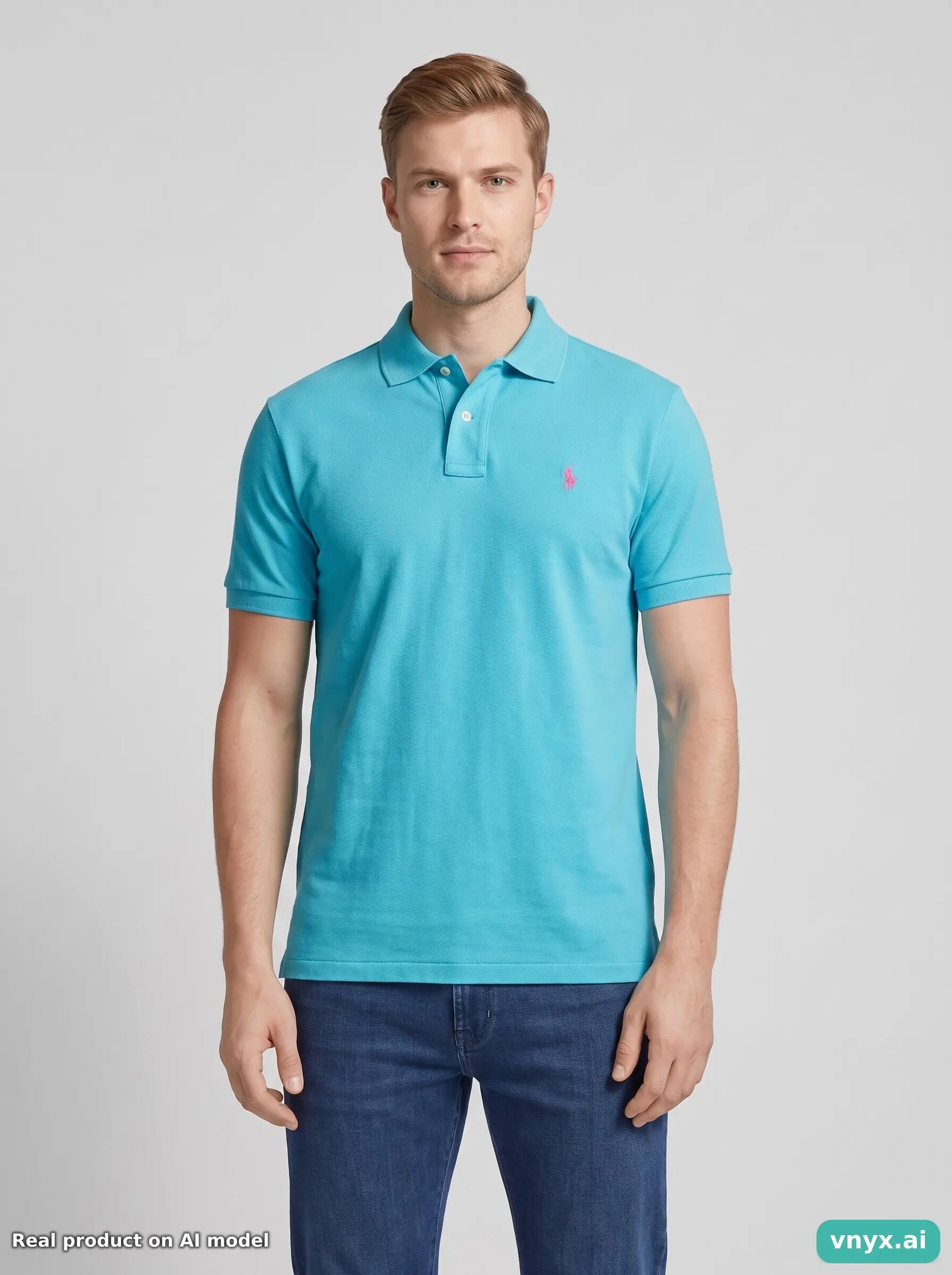 Second Life - Custom Slim Fit Polo Ralph Lauren Polo Shirt in Turquoise size M 5/5