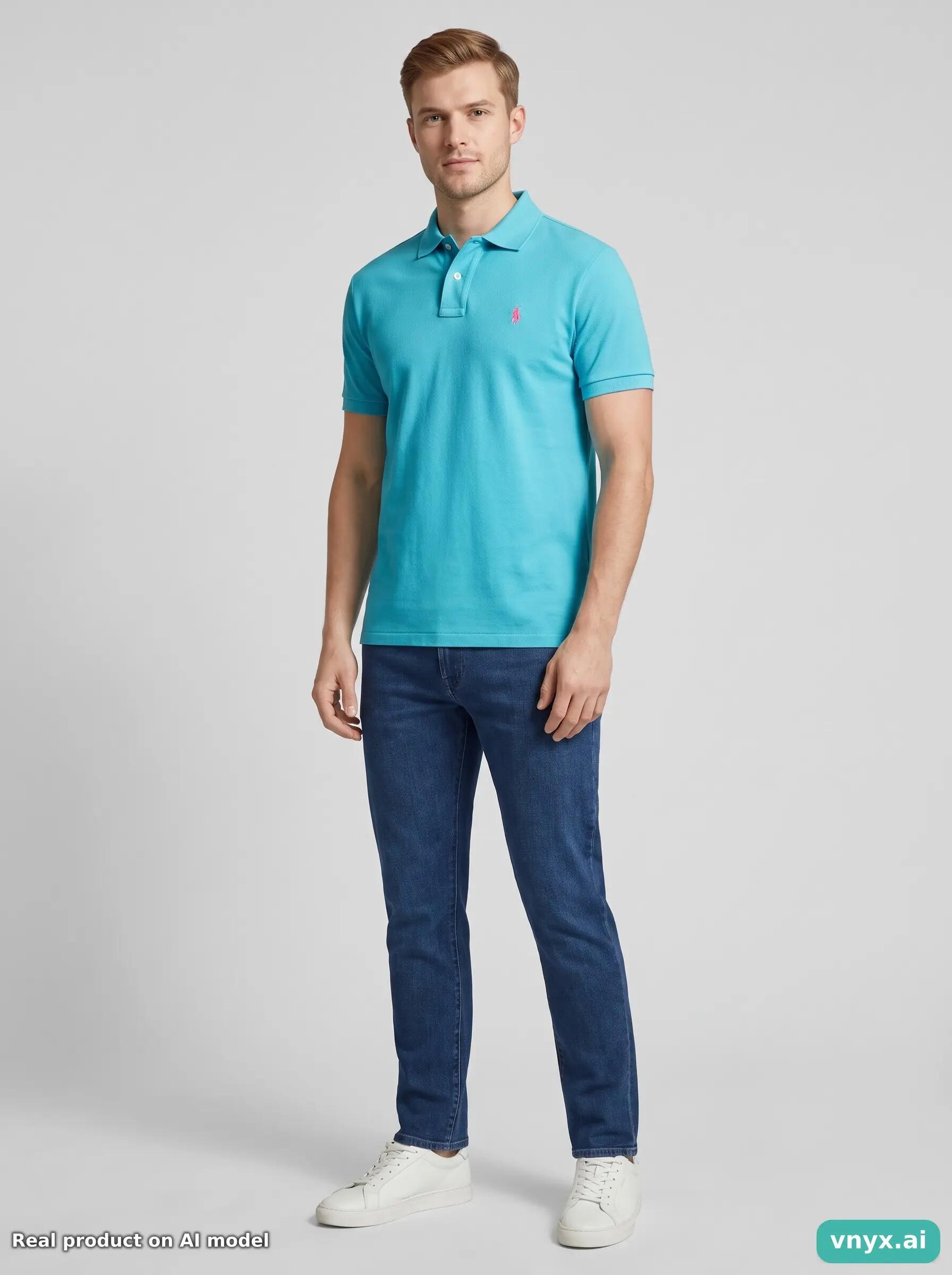 Second Life - Custom Slim Fit Polo Ralph Lauren Polo Shirt in Turquoise size M 3/5