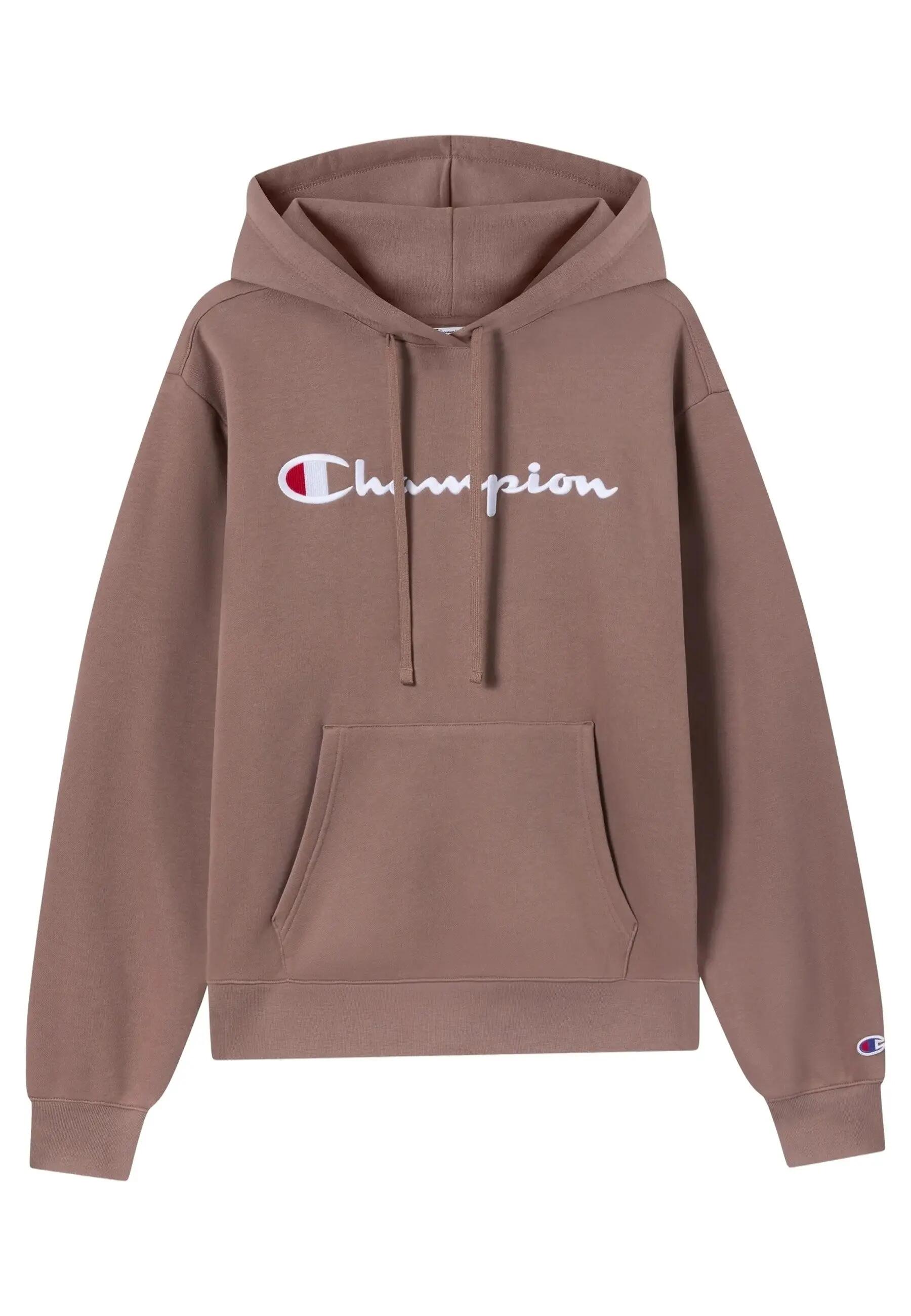 Felpa con cappuccio a logo ricamato marrone Champion - Taglia XS 3/5