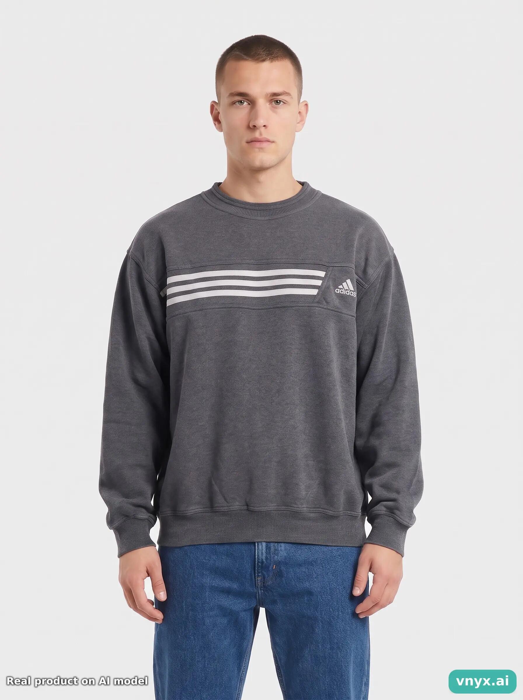 Second Life - Vintage Adidas Dark Grey Sweatshirt Men L 1/5