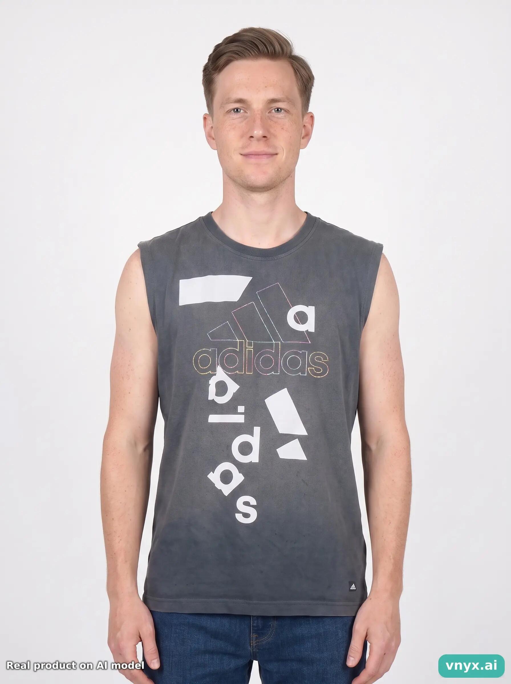 Second Life - Vintage Adidas Deep Grey Tank Men M 5/5