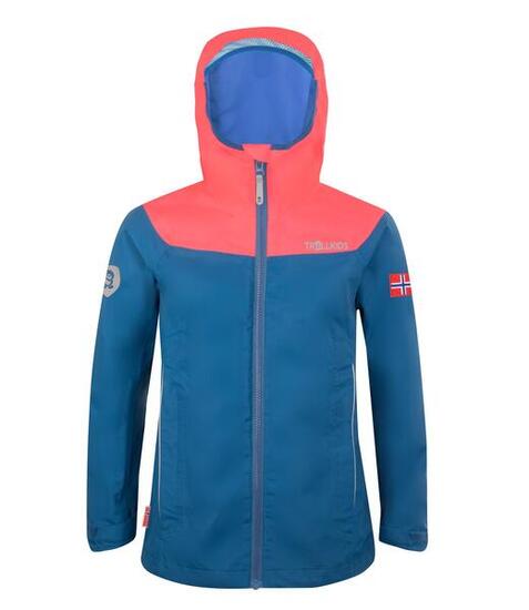 Kinder Regenjacke Bergen Aqua Nebel/Hafenblau/milder Pfirsich