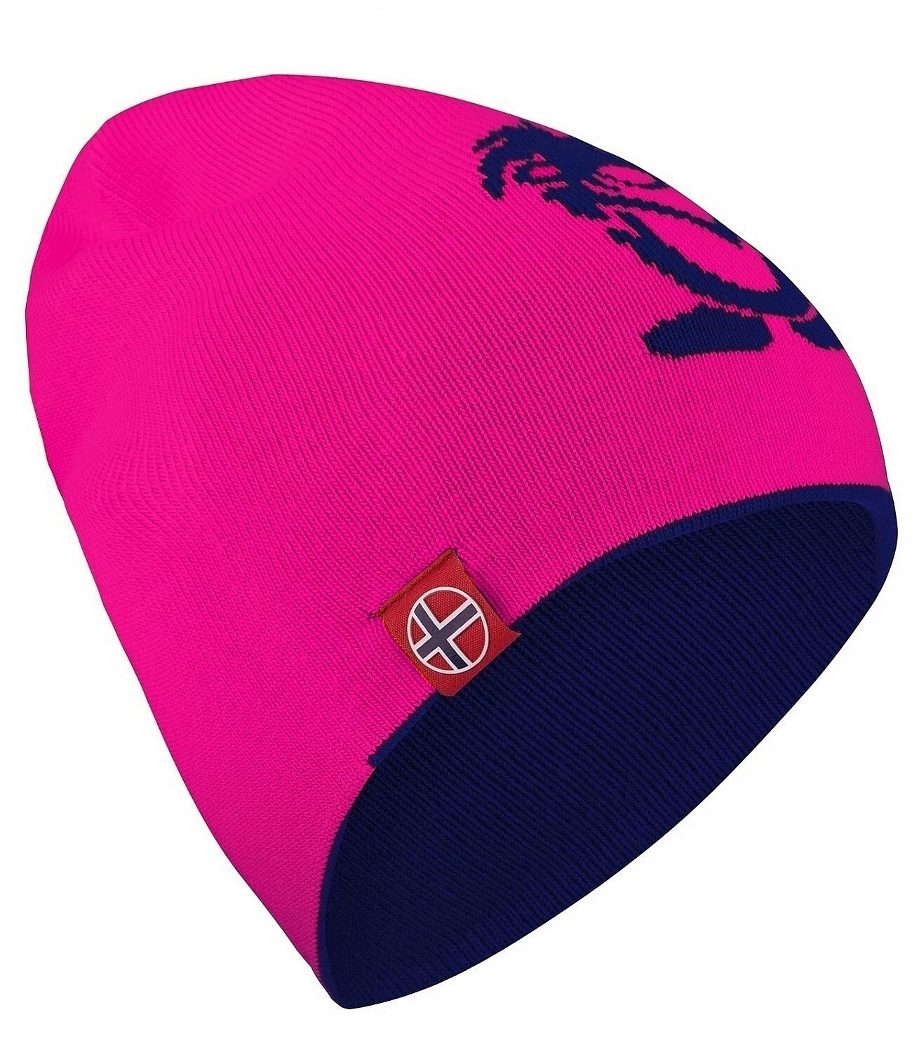 TROLLKIDS Kinder Wollmütze Troll (lang) Marineblau / Magenta