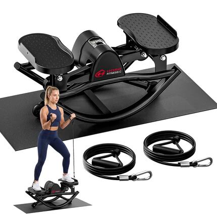 Stepper Fitness Mixte Oscillant avec Élastiques et Écran Numérique