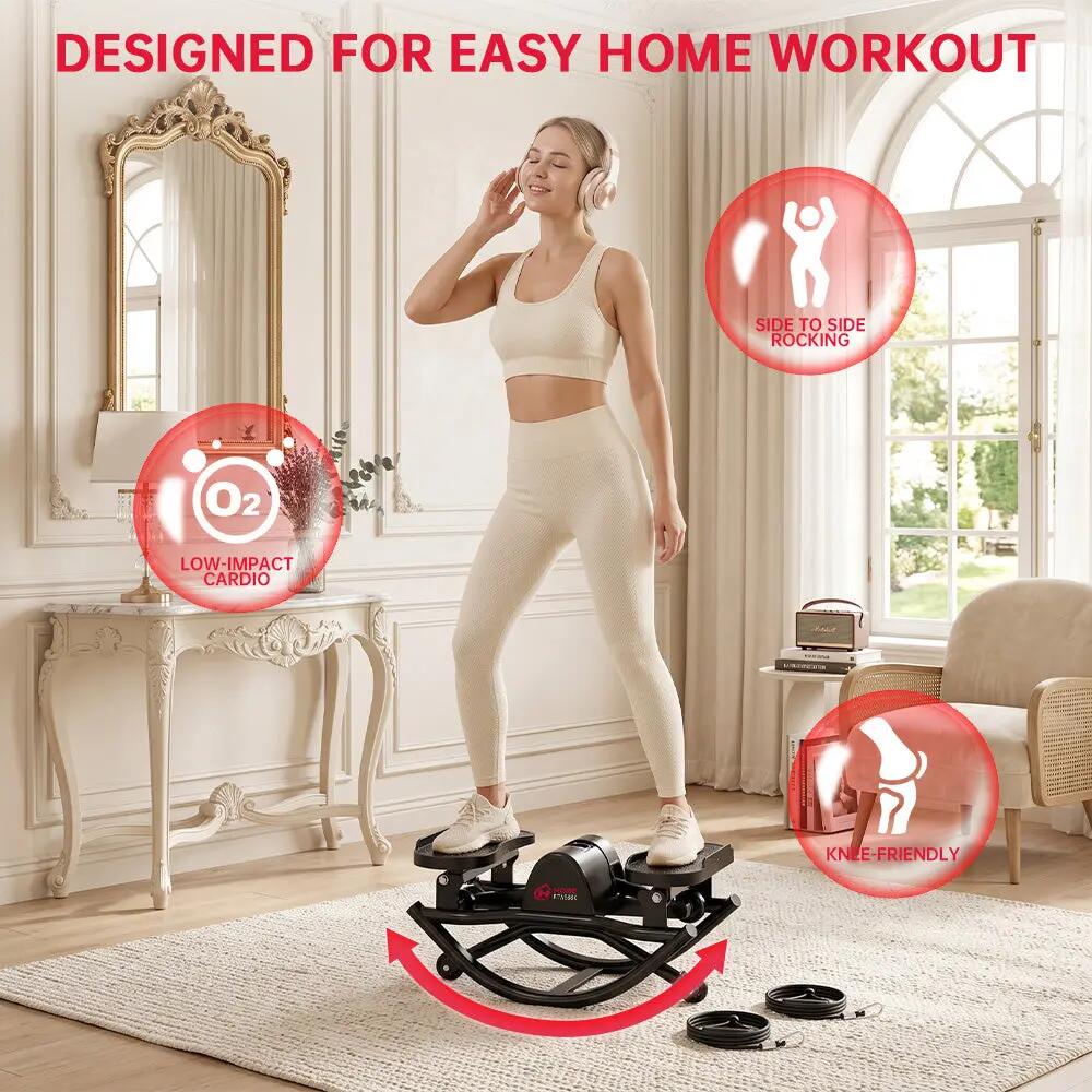 Stepper Fitness Mixte Oscillant avec Élastiques et Écran Numérique 4/5