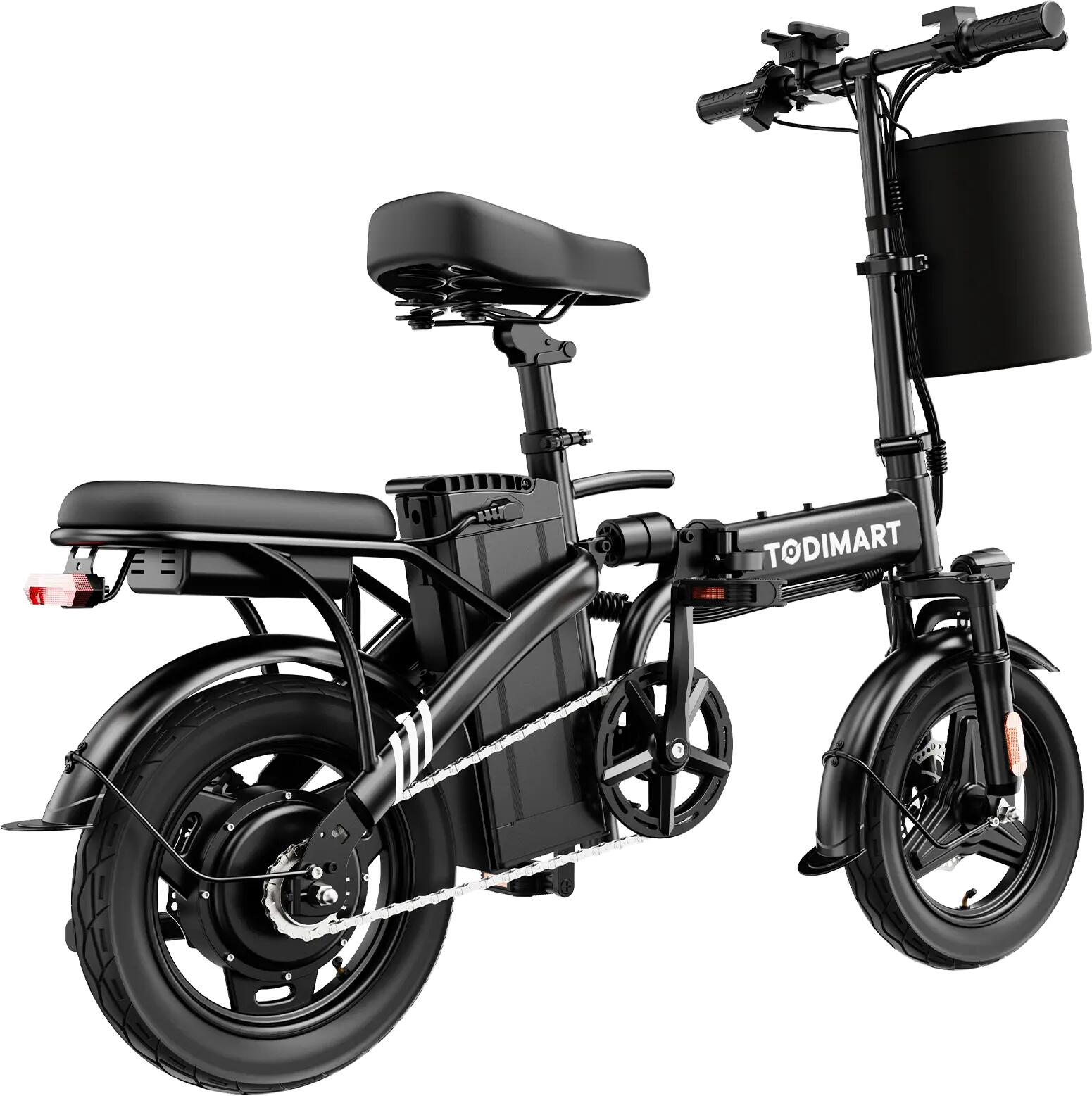 Skladací elektrický bicykel TODIMART T1, 48 V 9 Ah, 14-palcové pneumatiky 2/6