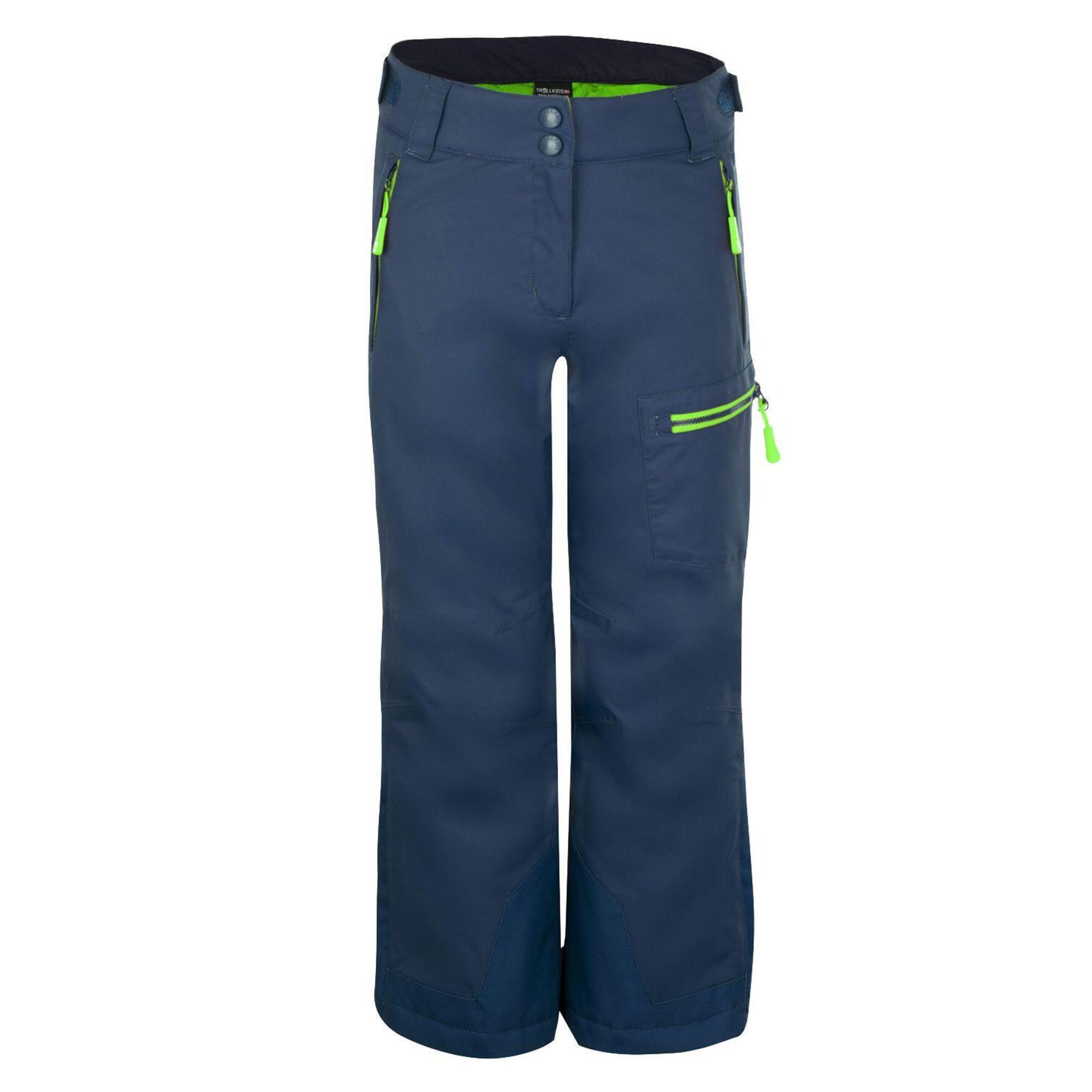 Pantaloni da sci Hallingdal impermeabili per bambini blu navy/verde chiaro