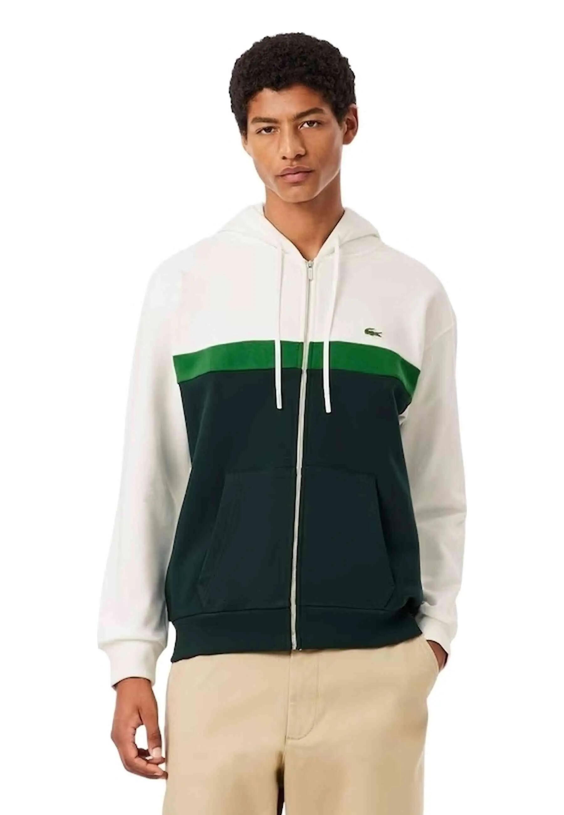 Veste zippée unisexe Lacoste blanche à effet colorblock - Taille S 1/8