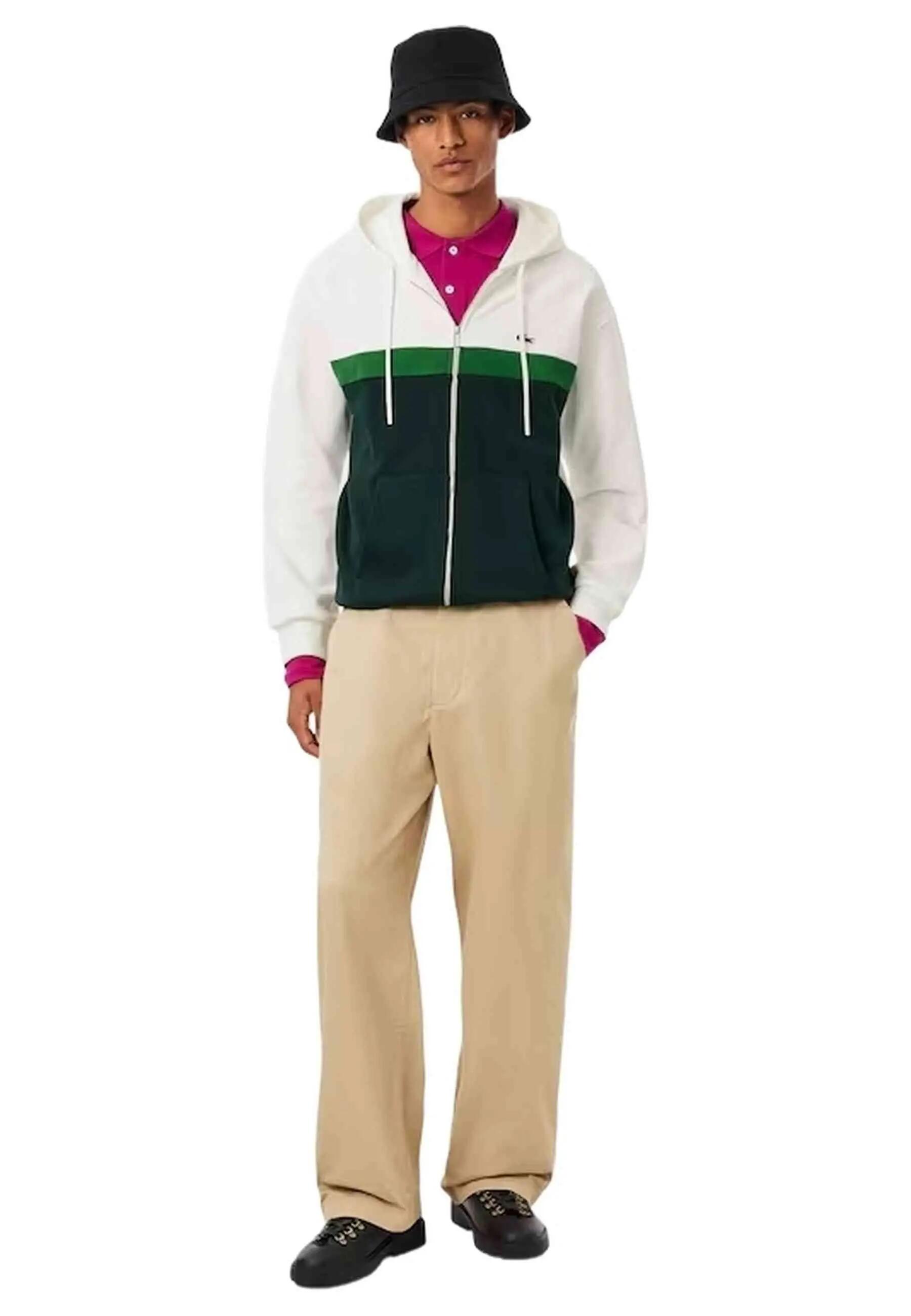 Veste zippée unisexe Lacoste blanche à effet colorblock - Taille S 8/8