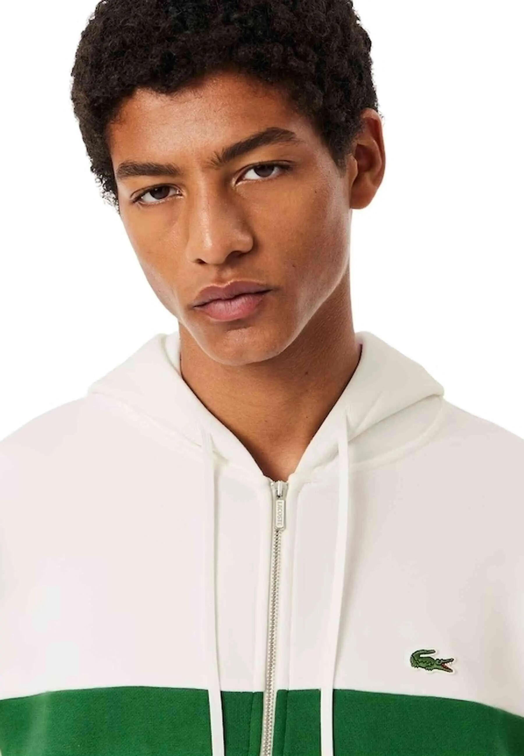 Veste zippée unisexe Lacoste blanche à effet colorblock - Taille S 4/8