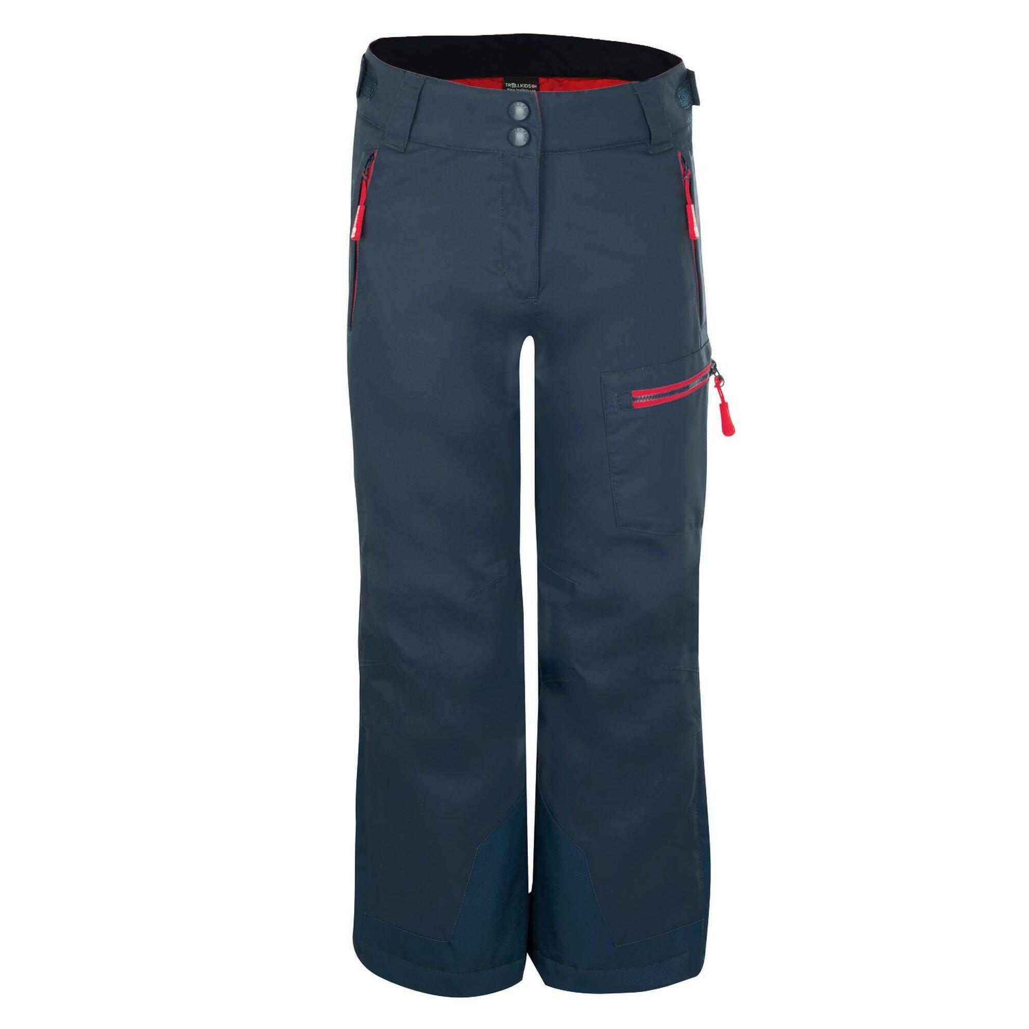 Pantaloni da sci Hallingdal impermeabili per bambini blu/rosso chiaro