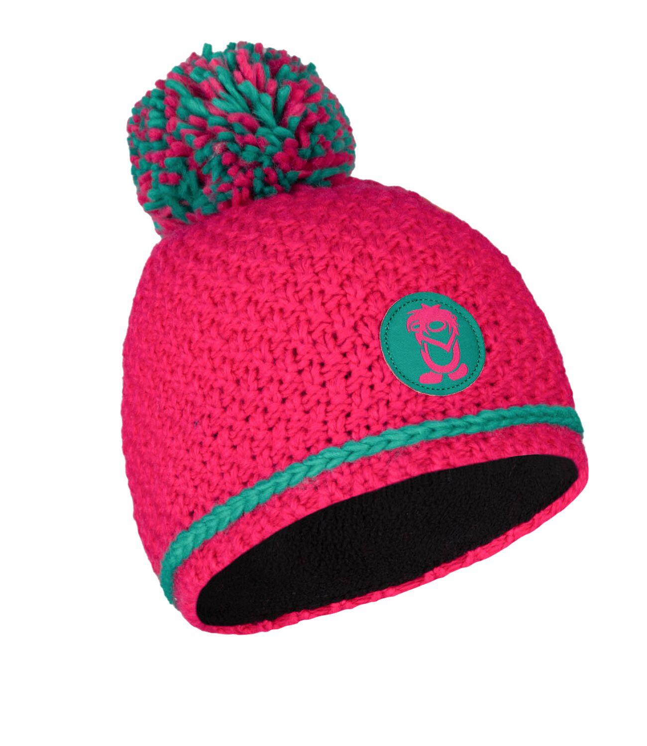 Bonnet à pompon enfant Hemsedal rose/vert paon 2/2