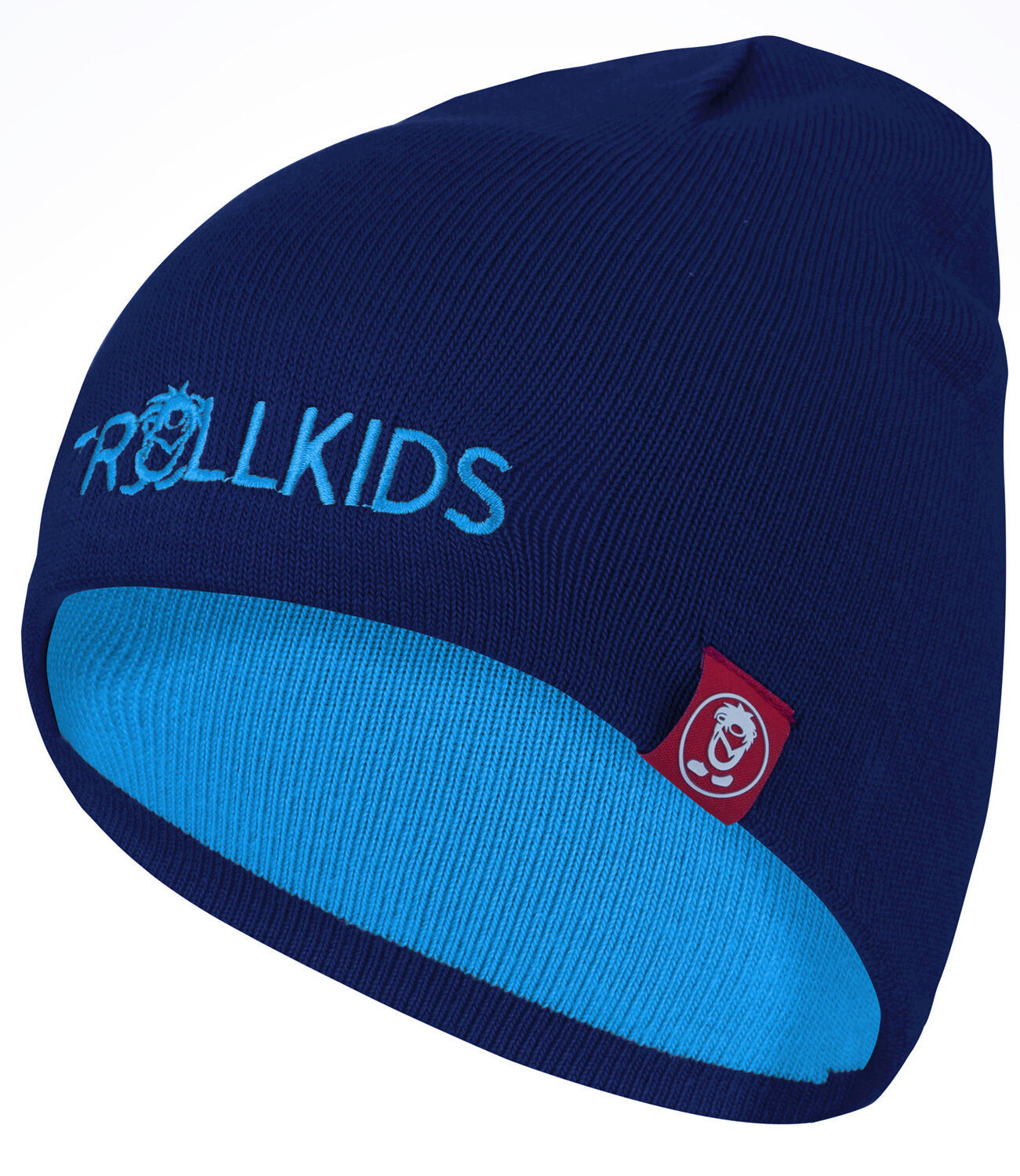 Bonnet en laine enfant Troll bleu marine / bleu moyen 2/2