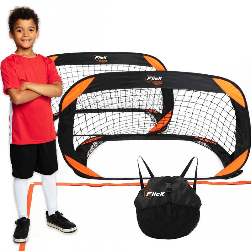 Football Flick Training Goals & Pitch Back Pack - Set Of 2