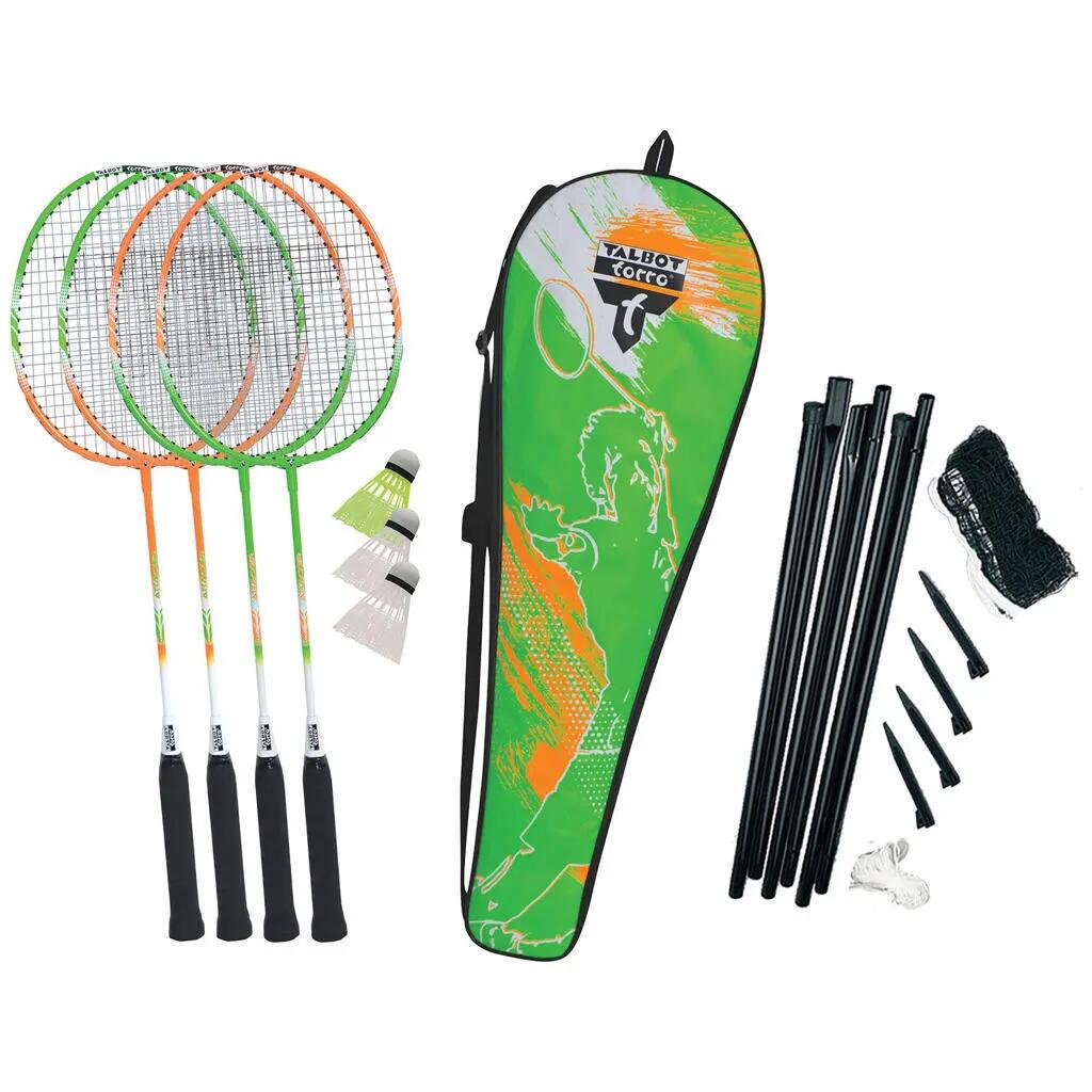 Talbot-Torro Set da badminton per 4 giocatori + rete Attacker 2/3