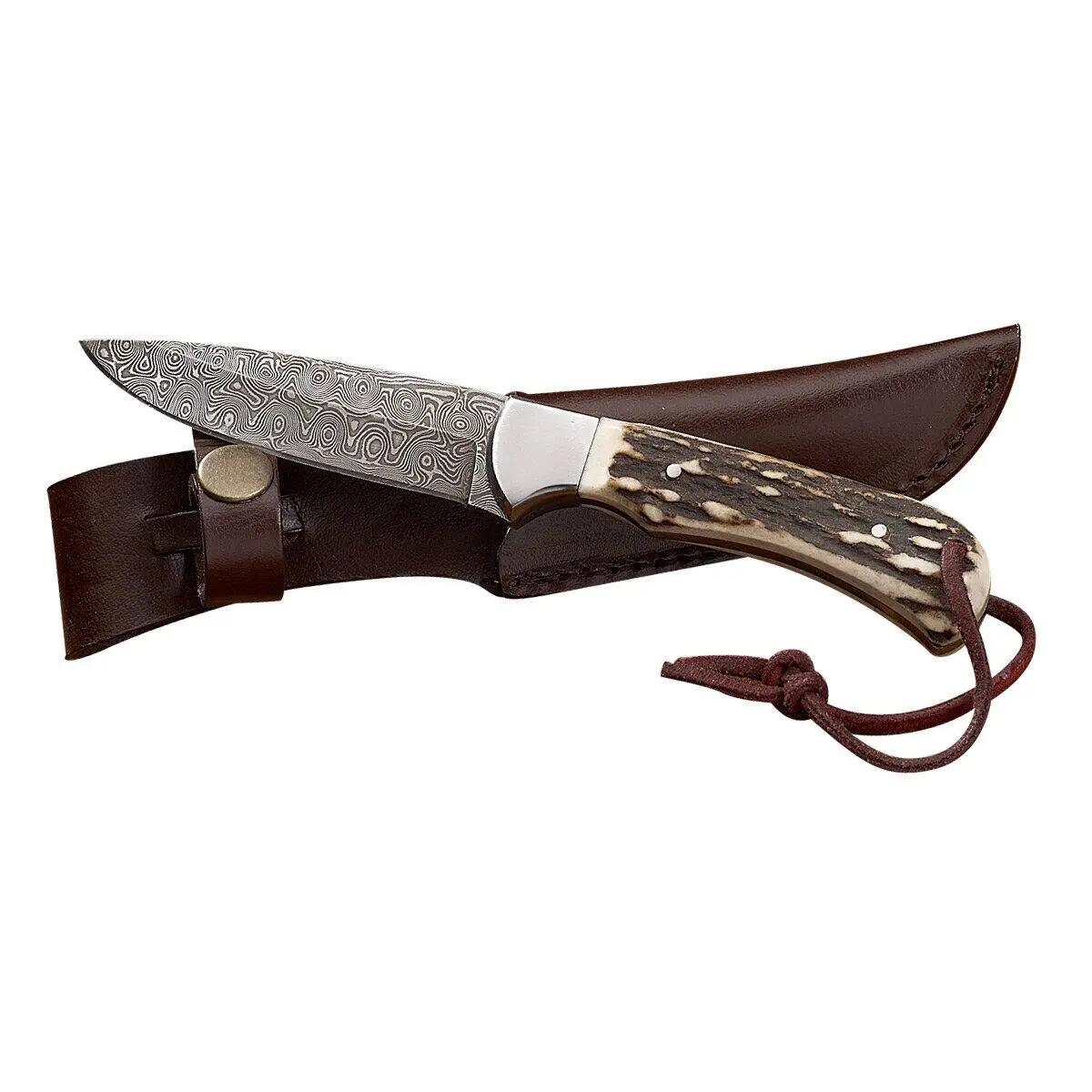 Gürtelmesser - Rosendamast, Hirschhorn, 18,5 cm 1/1
