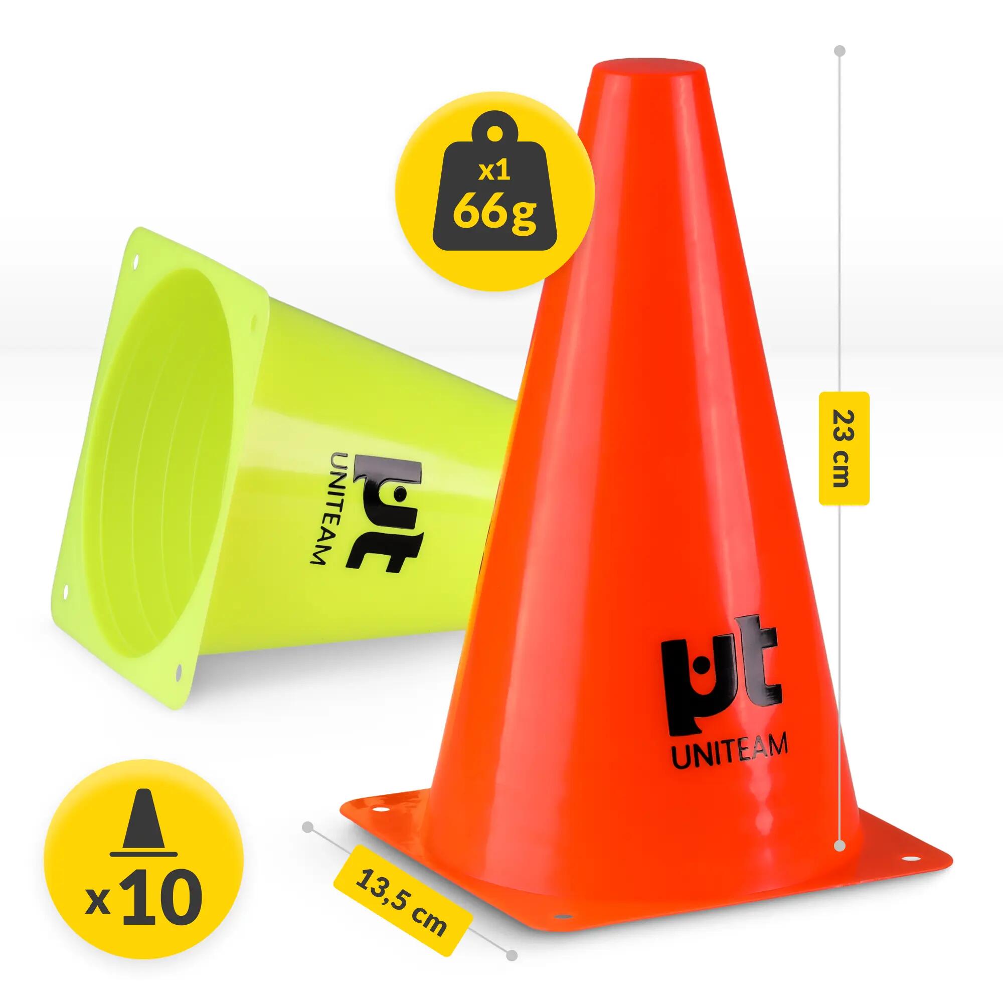 Pachołki treningowe do piłki nożnej 10 sztuk stożki piłkarskie 23 cm UNITEAM 4/13