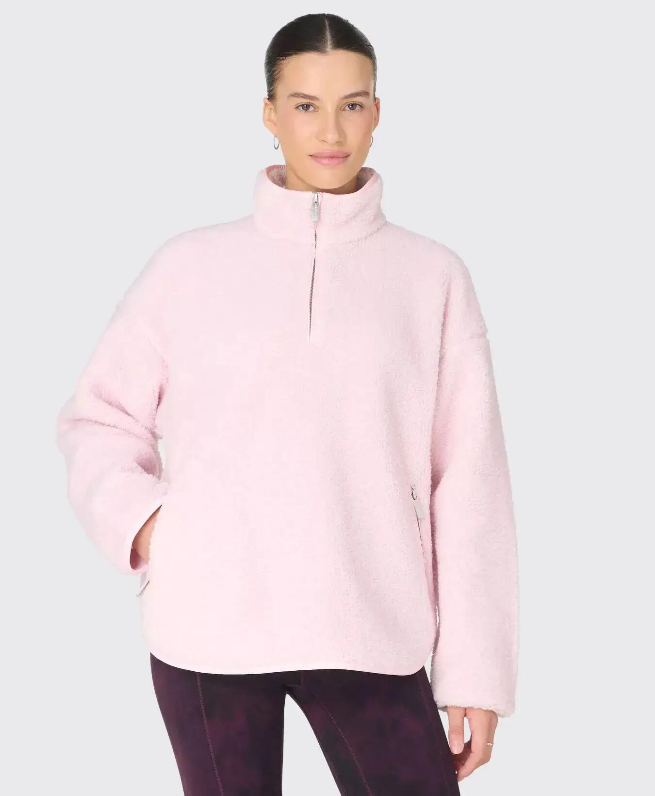 Sweaty Betty Fleece Half-Zip Hoodie Trui PASTELROZE M 3/7