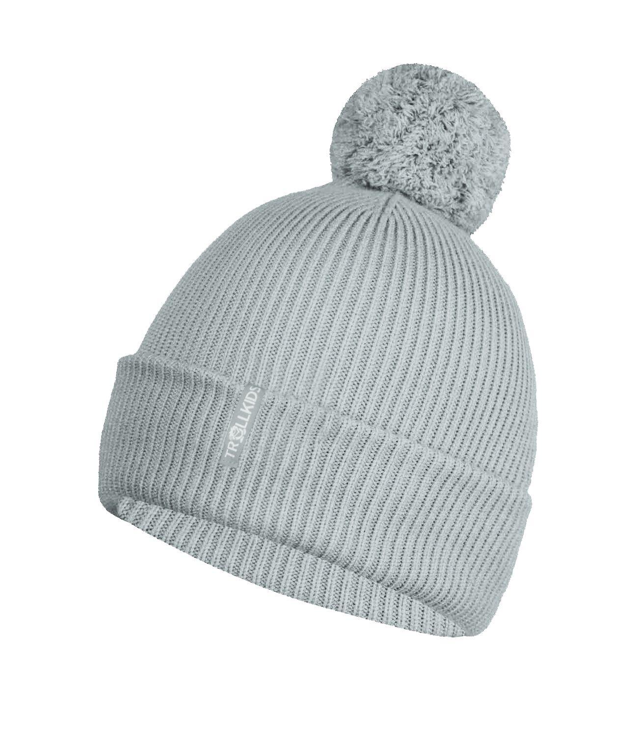 TROLLKIDS Mädchen Bommelmütze Holmenkollen Hellgrau