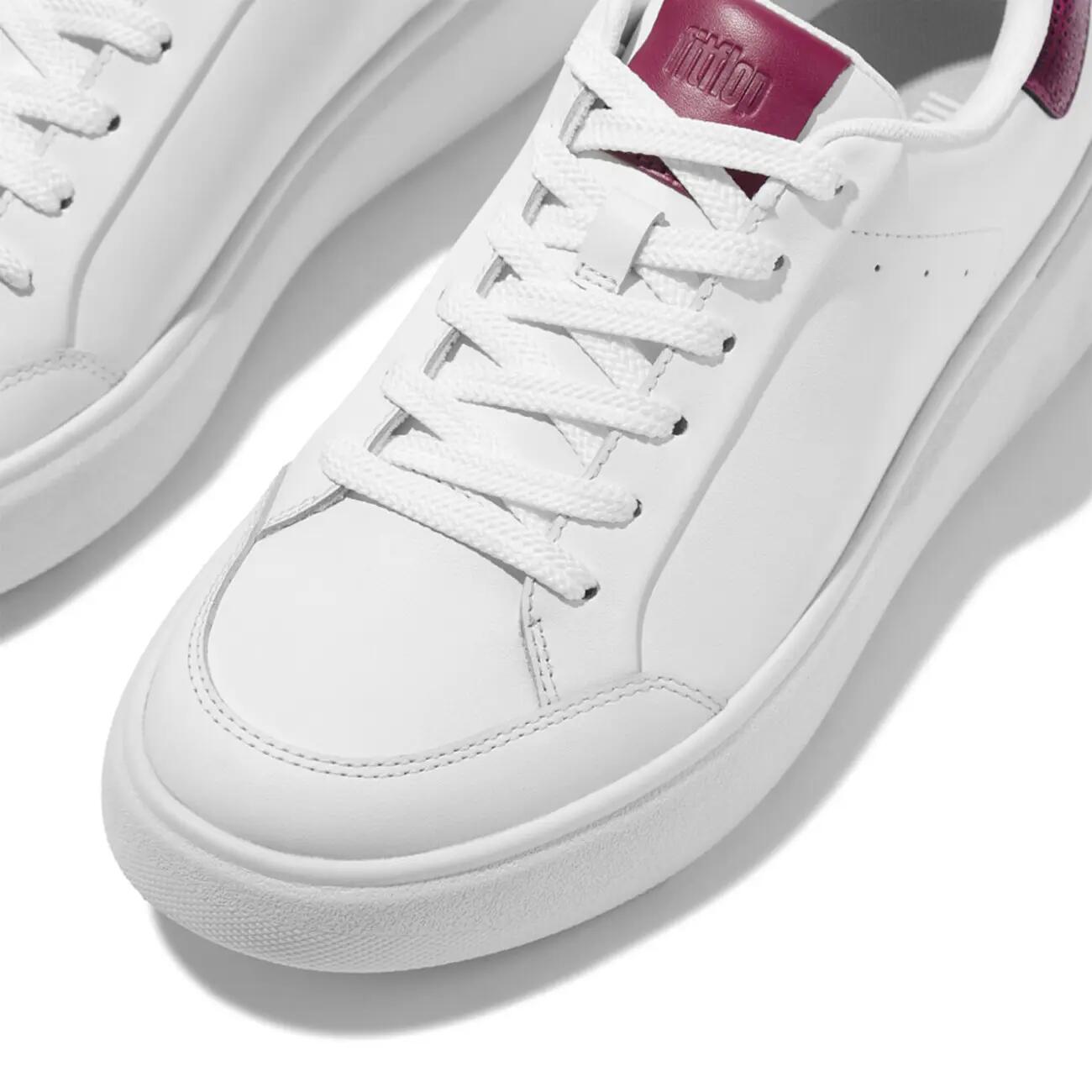 FitFlop Rtg Sequin-Backtab Leather Sneakers  URBAN WHITE/RUBY 38 FitFlop Rtg 5/7