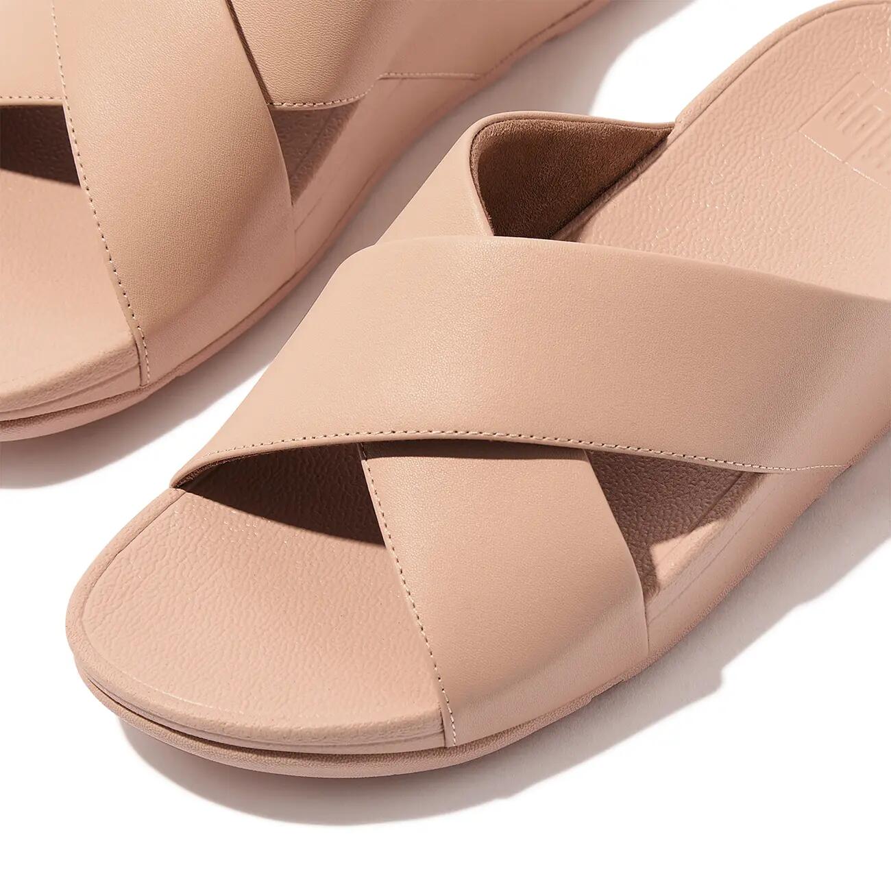 FitFlop Lulu Cross Slide Sandals Leather  SANDY BEIGE 40 FitFlop Lulu Cross 5/7