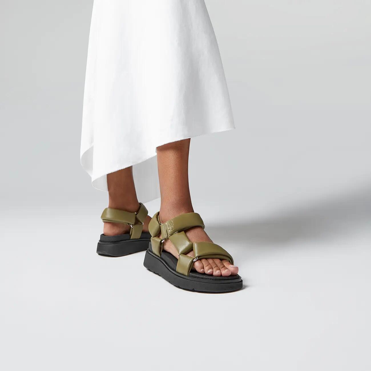 FitFlop Sandales Gen-FF en cuir souple à bride arrière  VERT CAMOUFLAGE 41 6/7