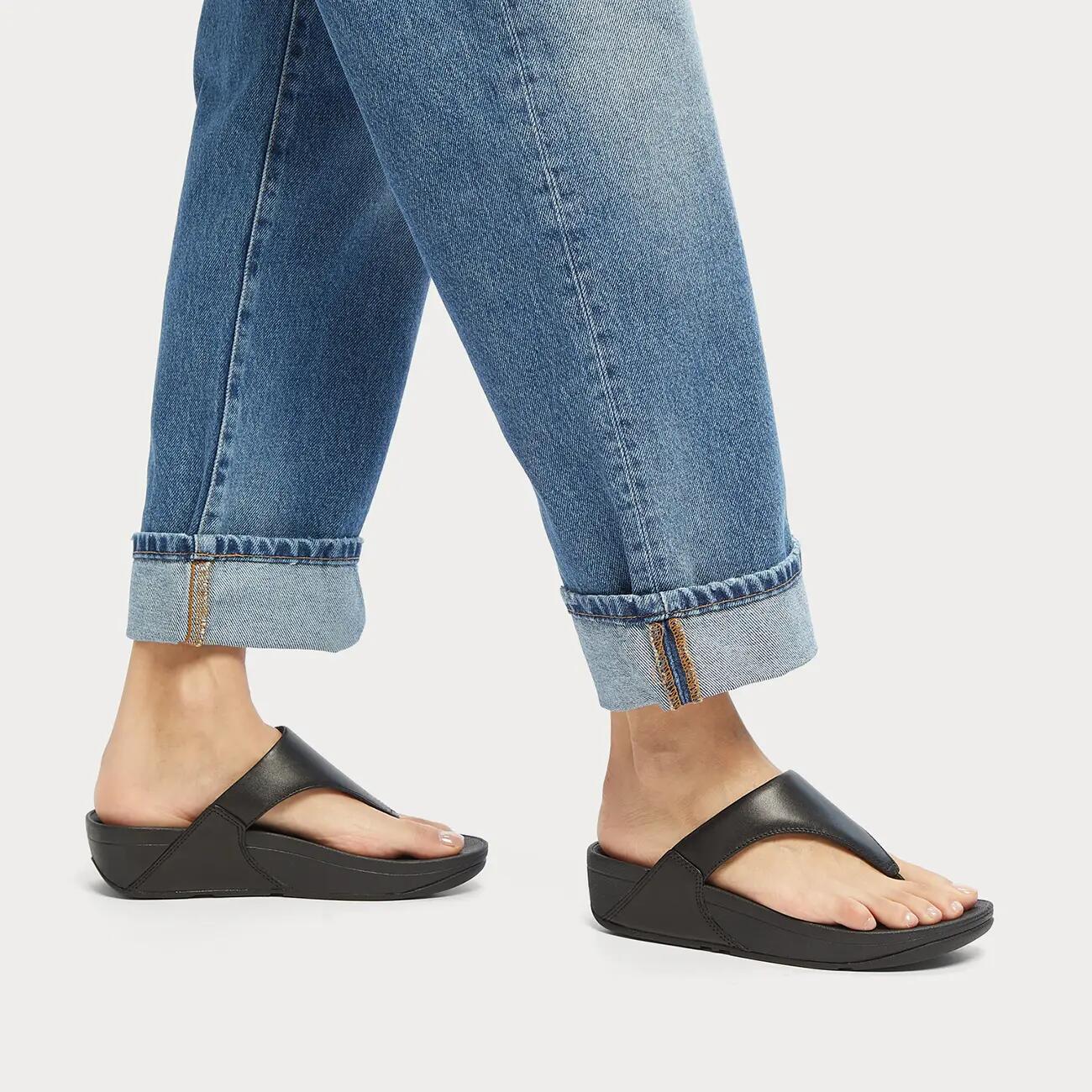 FitFlop Lulu Lederen Teenslipper  ZWART 40 7/7