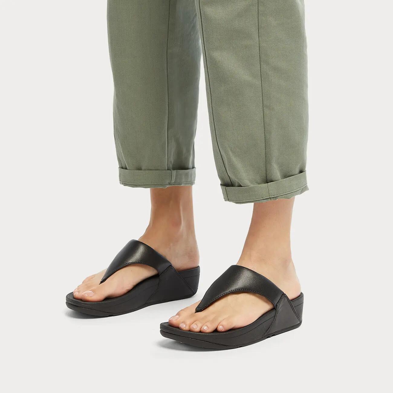 FitFlop Lulu Lederen Teenslipper  ZWART 40 6/7