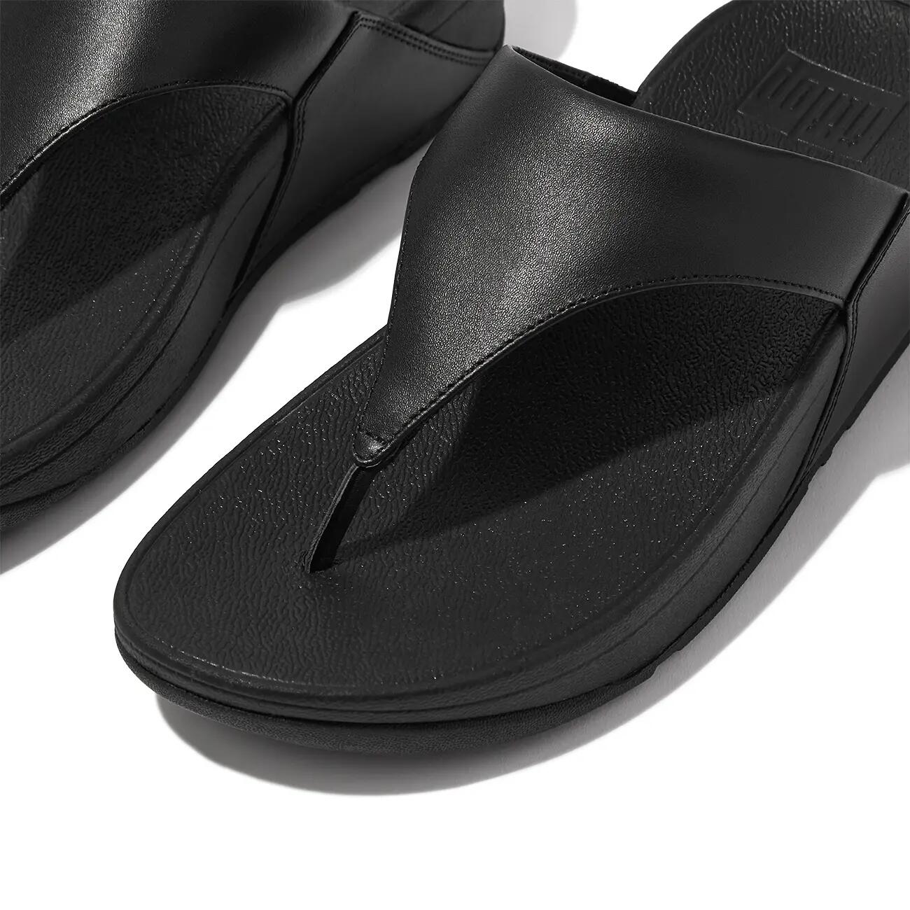 FitFlop Lulu Lederen Teenslipper  ZWART 40 5/7