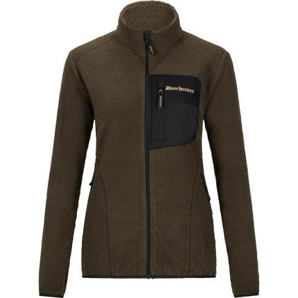 Damen - Outdoor-Faserpelzjacke - winddicht, lang - Strykari - Adventure Green