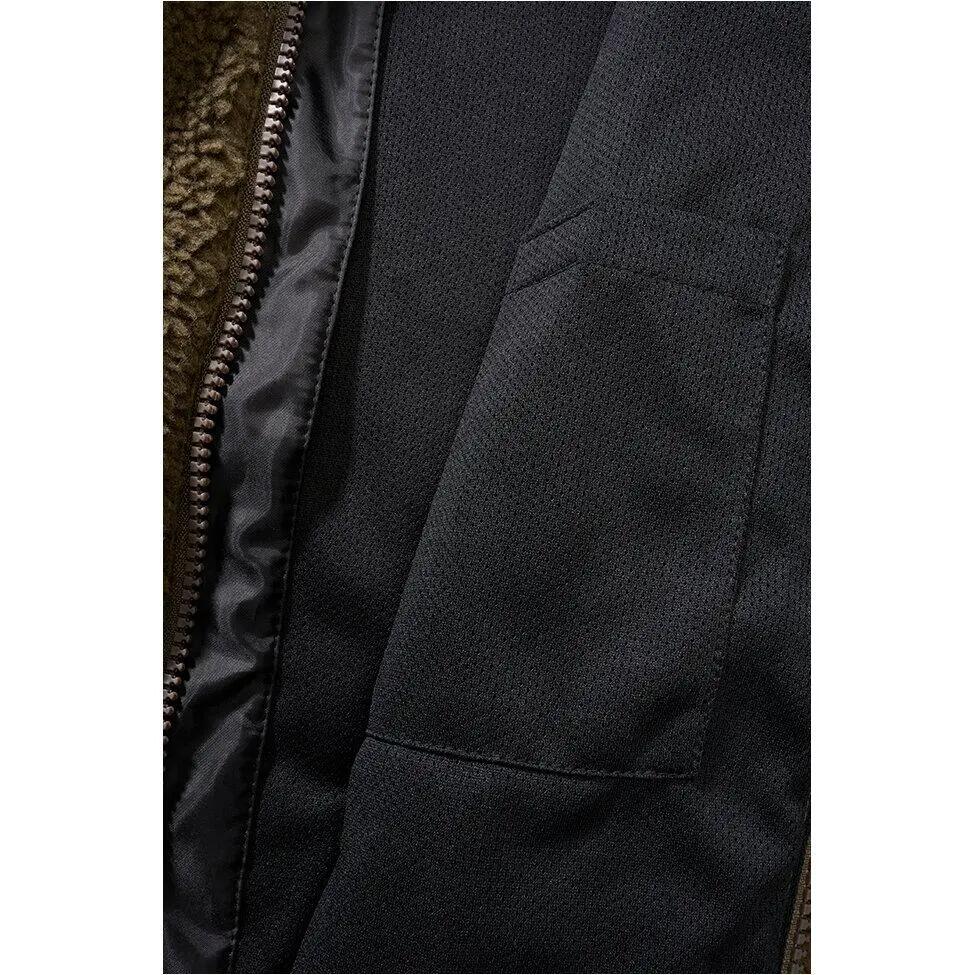 Damen - Teddy-Fleecejacke - Kapuze, warm, Oliv 3/4